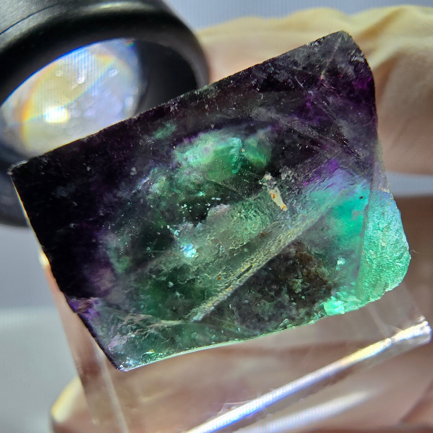 Phantom Fluorit Würfel parkettiert, zonal, grün lila Okorusu, Namibia 20*18*15mm