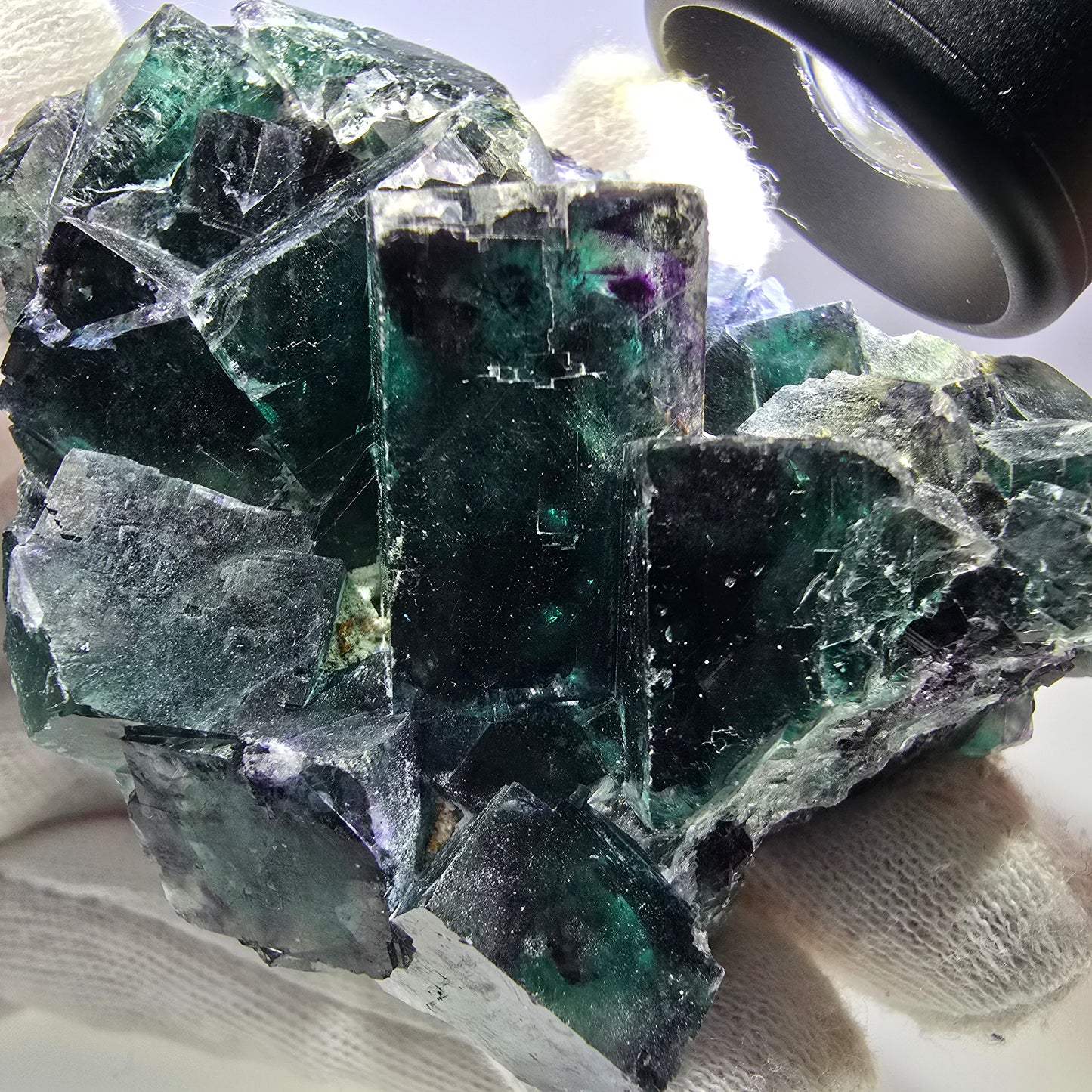 Seltene Phantom Fluorit Würfel Stufe zonal grün lila Okorusu, Namibia 71*53*29mm