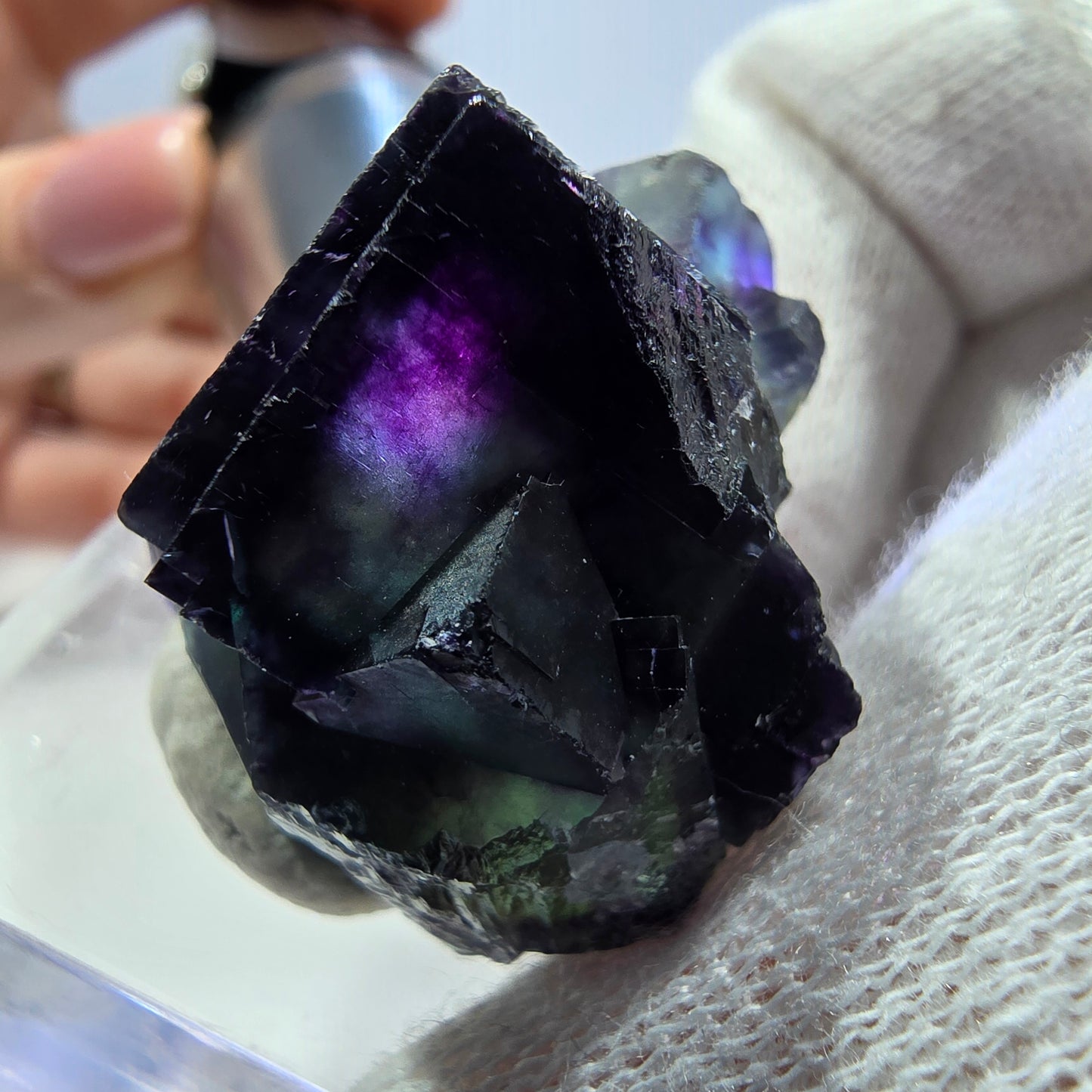 Klare Phantom Fluorit Würfel Stufe zonal grün lila Okorusu, Namibia 29*22*23mm
