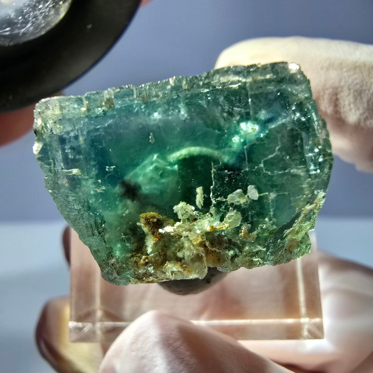 Klarer Phantom Fluorit Würfel parkettiert, grün Okorusu, Namibia 22*17*16mm