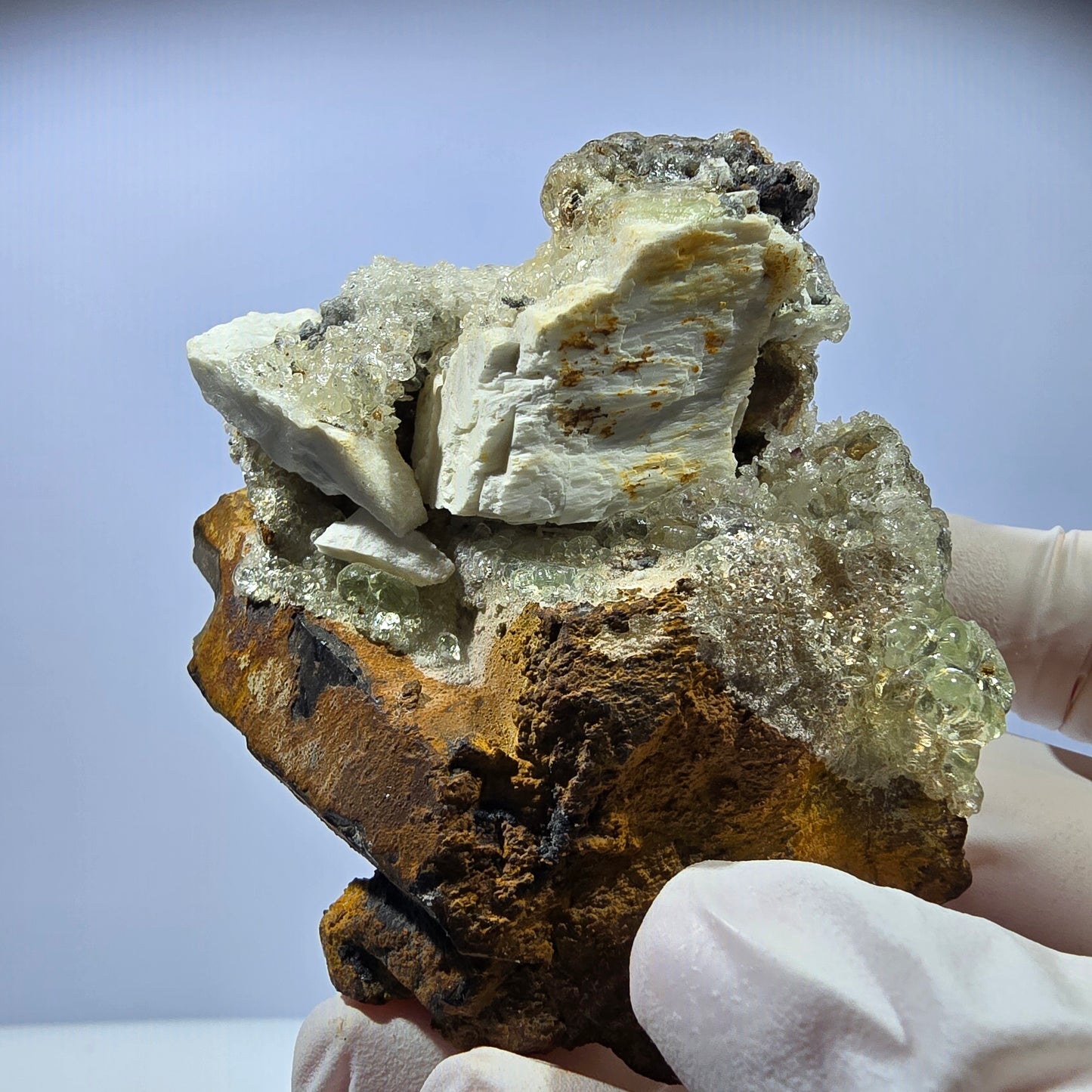 Hyalit Opal, Rauchquarz, Schörl Turmalin, Orthoklas Erongo, Namibia 71*58*45mm