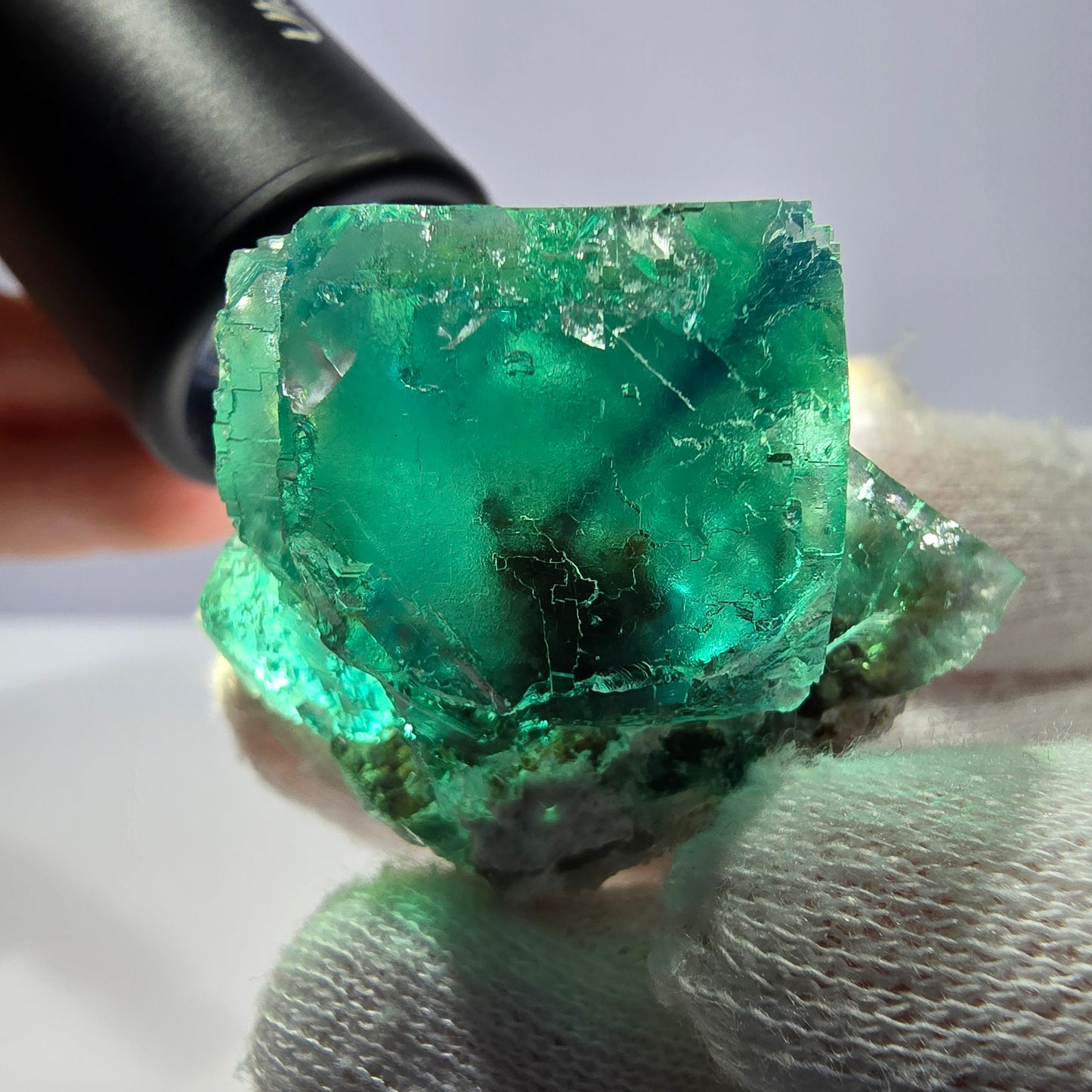Rare spécimen de cube de fluorite fantôme, parqueté vert Okorusu, Namibie, 41 x 31 x 32 mm
