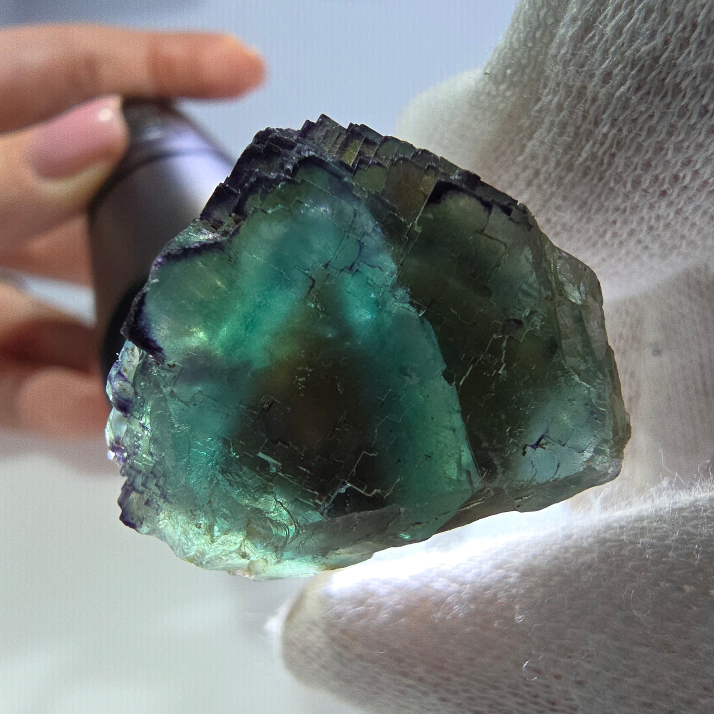 Phantom Fluorit Würfel Stufe parkettiert zonal Okorusu, Namibia 30*24*22mm