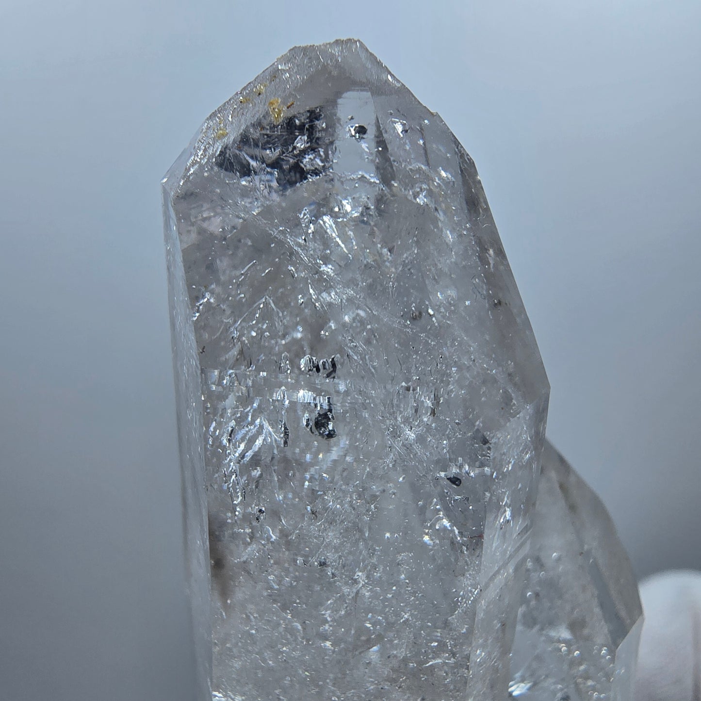 Sceptre en quartz fumé lémurien Enhydro, 3x Bubble Valentine Pocket Goboboseb Namibie 84*33*26mm