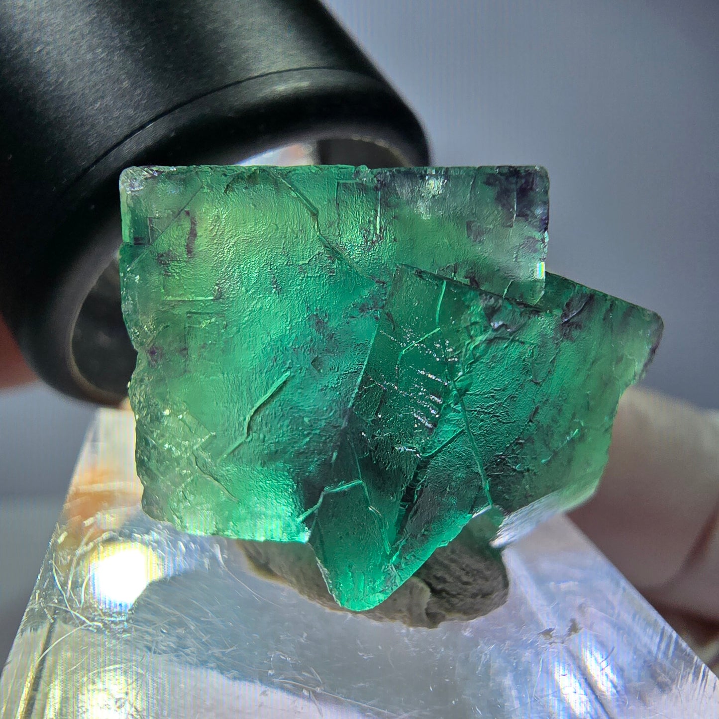 Phantom Fluorit Würfel Stufe, grün lila Okorusu, Namibia 25*17*17mm