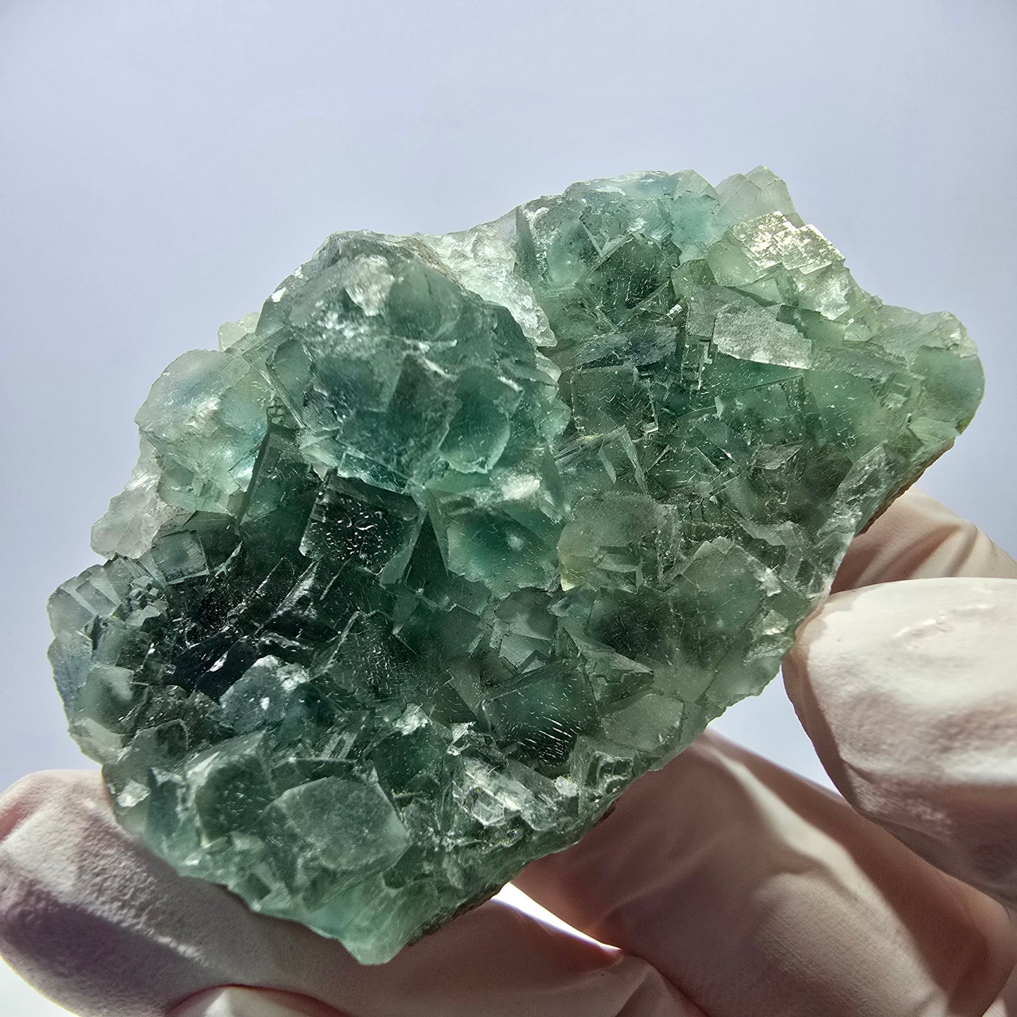 Cube de fluorite fantôme vert étagé Okorusu, Namibie 61 x 42 x 20 mm
