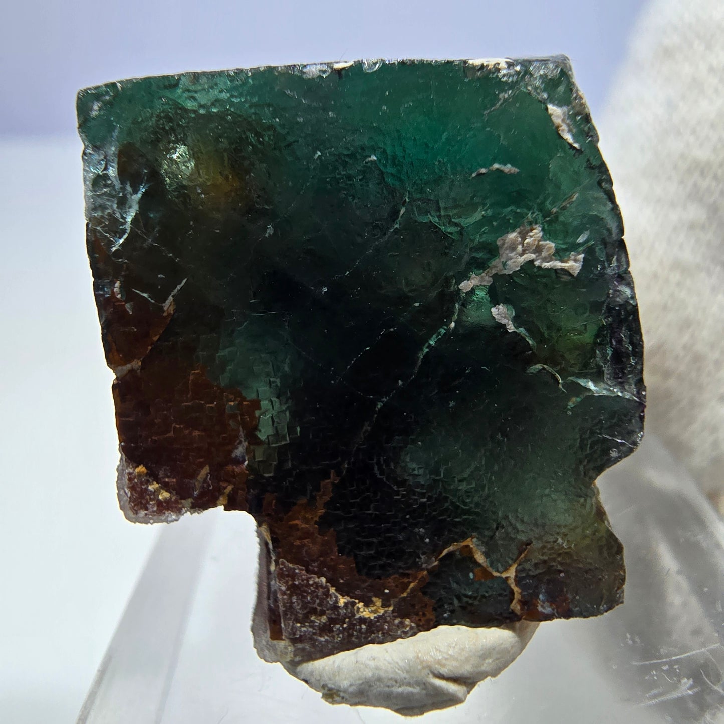 Klare Phantom Fluorit Würfel Stufe zonal grün lila braun Okorusu, Namibia 31*20*19mm