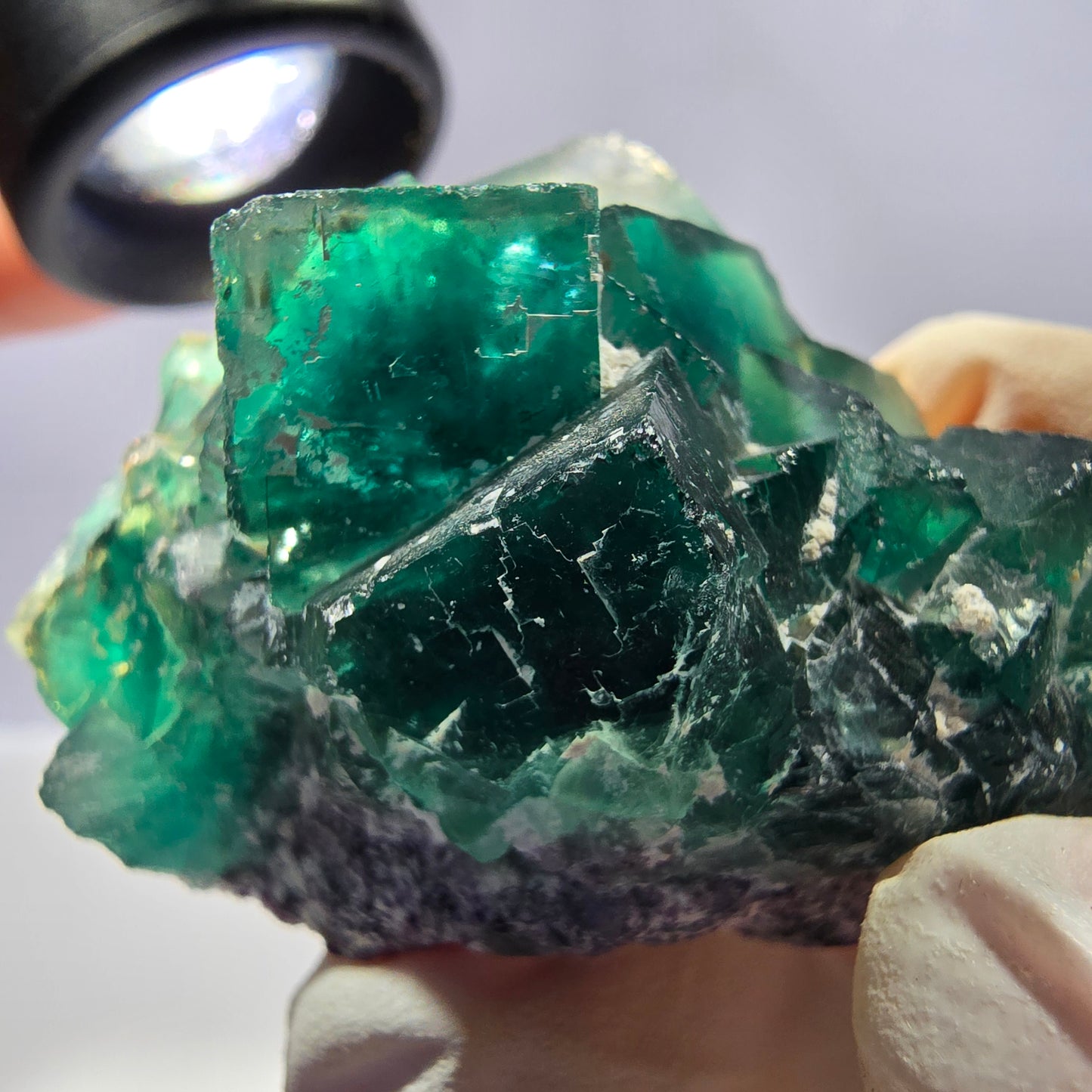 Rare spécimen de cube de fluorite fantôme, parqueté vert Okorusu, Namibie, 65 x 36 x 31 mm