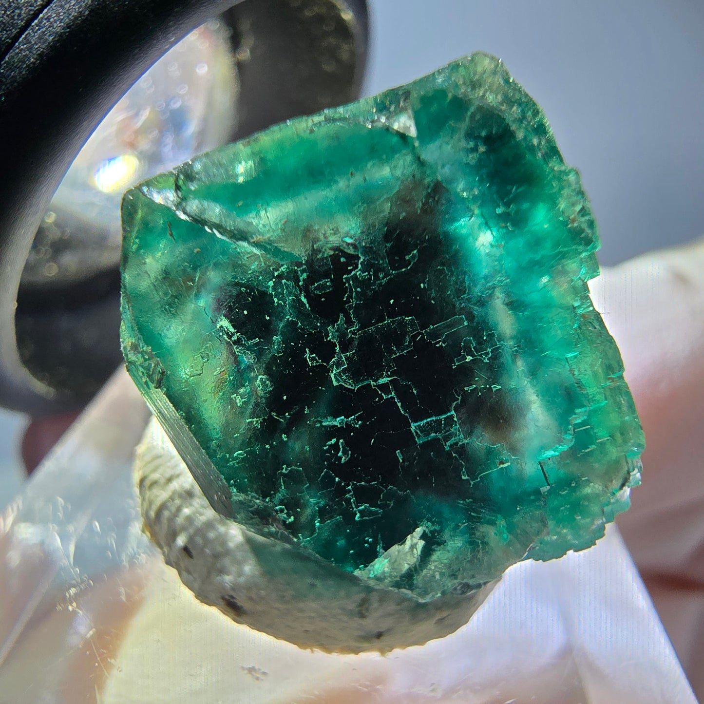 Klarer Phantom Fluorit Würfel parkettiert, grün Okorusu, Namibia 17*15*12mm