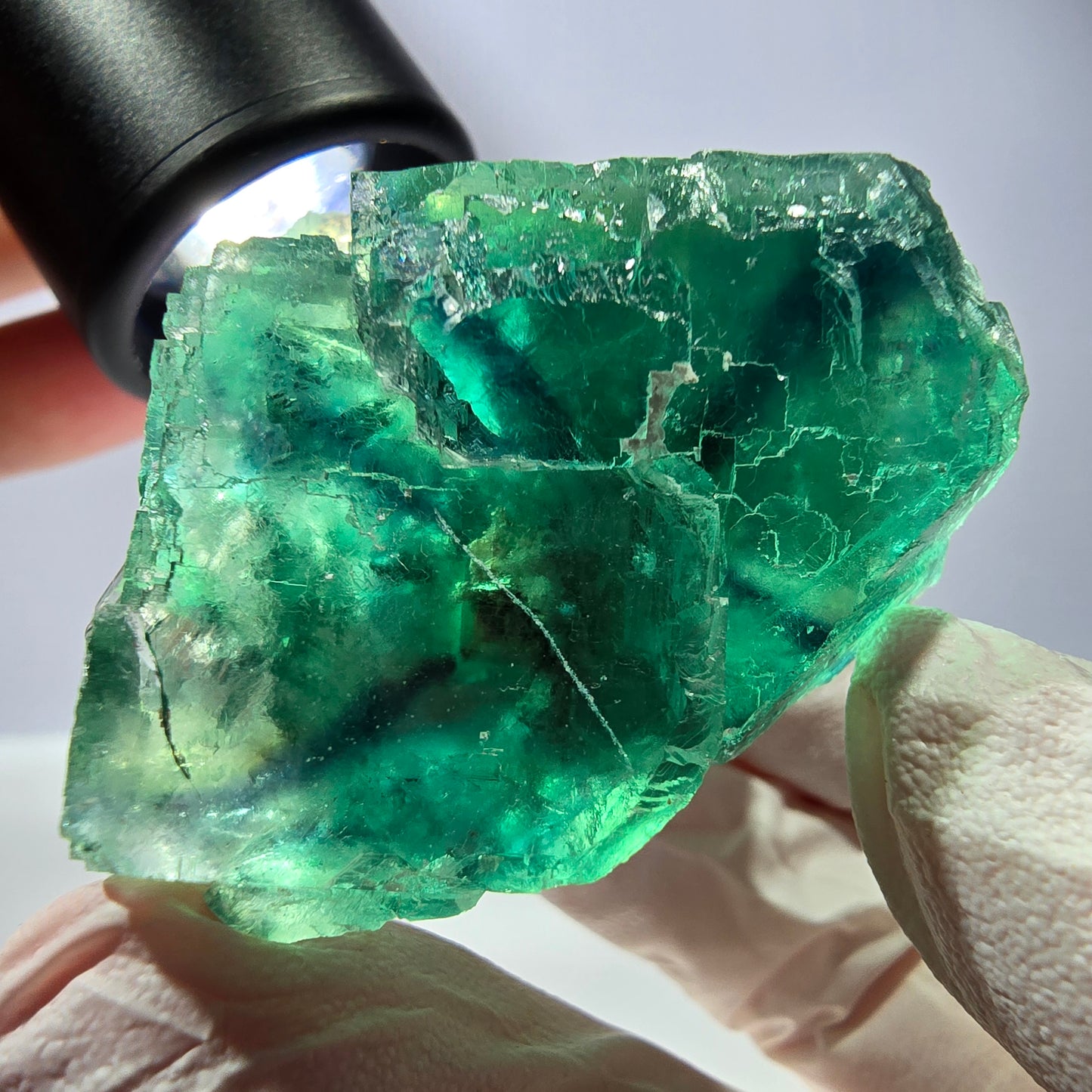 Spécimen de cube de fluorite fantôme, vert parqueté Okorusu, Namibie 50 x 36 x 33 mm