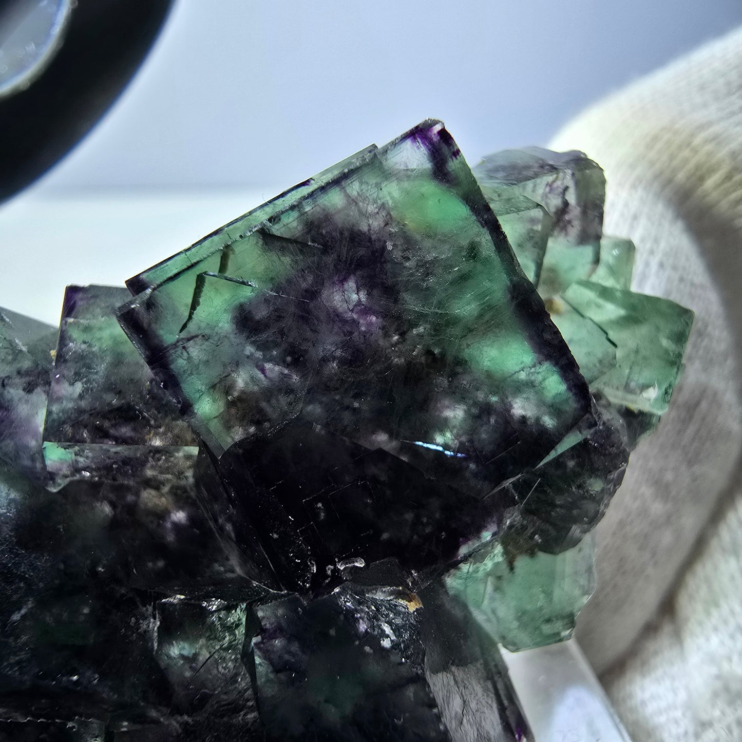 Rare Phantom Fluorite Cube Specimen zonal green purple Okorusu, Namibia 47*30*15mm