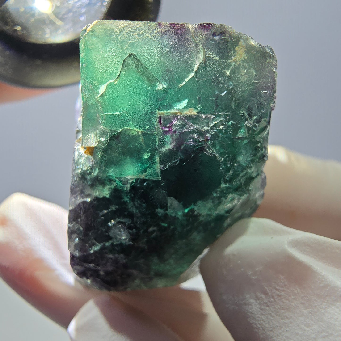 Spécimen de cube de fluorite fantôme parqueté vert violet Okorusu, Namibie 34*33*25 mm