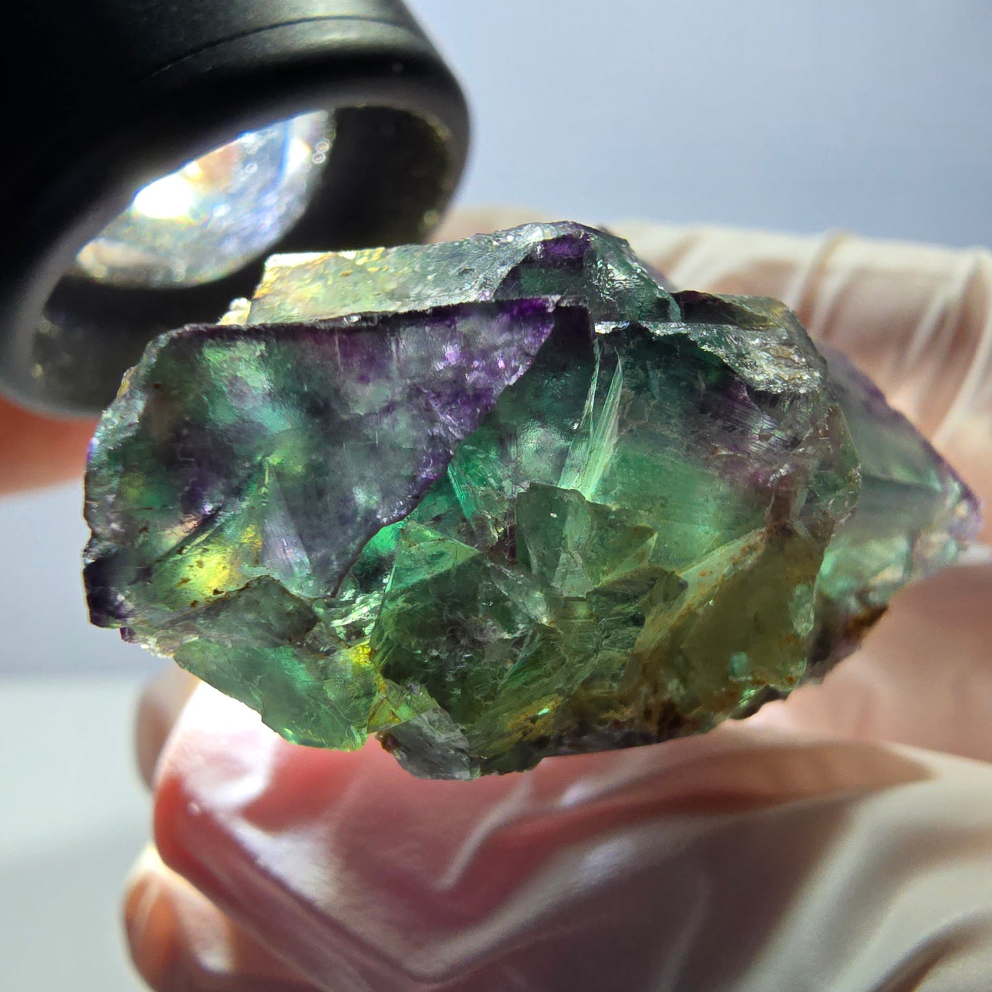Phantom Fluorit Würfel Stufe, parkettiert grün lila Okorusu, Namibia 39*31*18mm