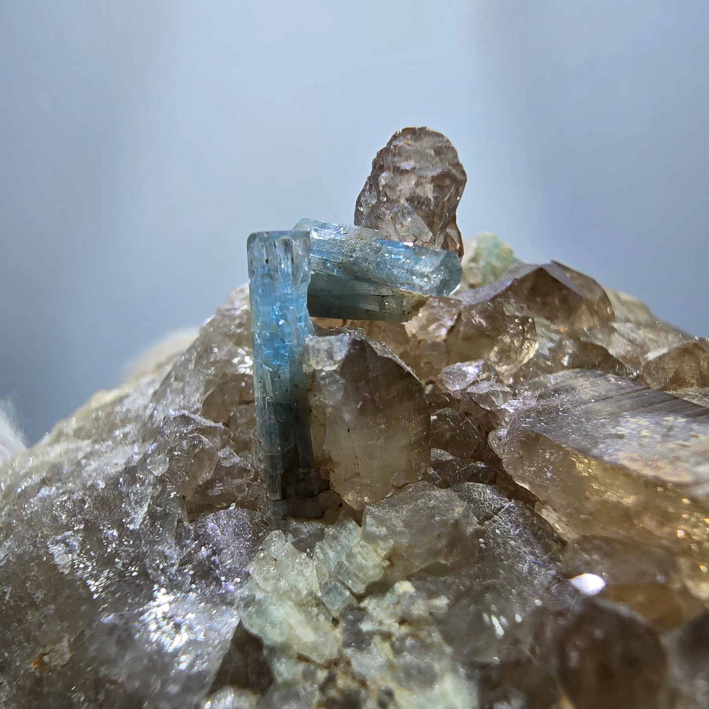 Seltene Aquamarin XX, Rauchquarz Stufe Erongo, Namibia 59*40*33mm