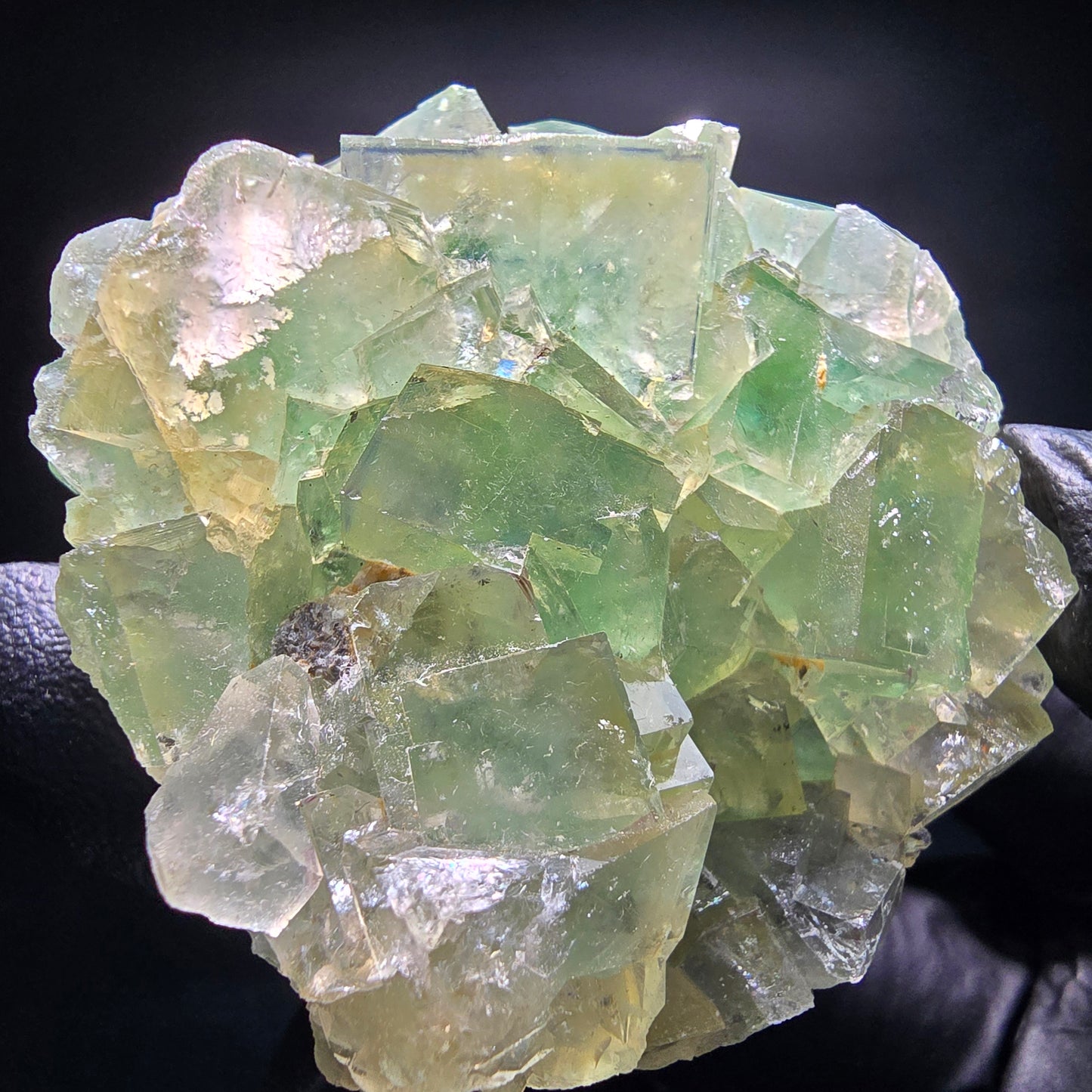 Cube de fluorite fantôme transparent, vert jaune Okorusu namibie 53x47x18mm, Collection