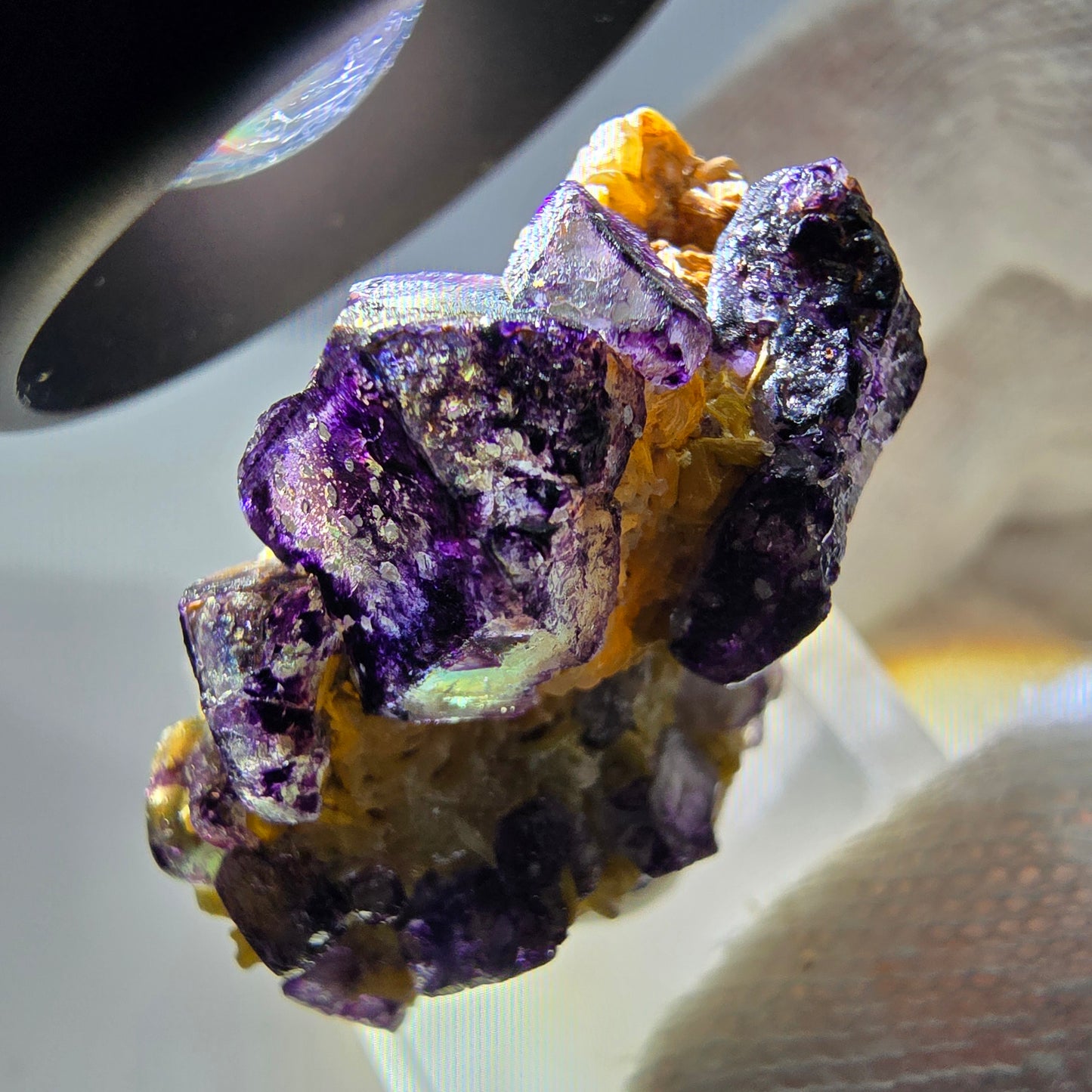 Cube de fluorite fantôme zonal, spécimen de muscovite, Erongo, Namibie, 35 x 26 x 13 mm