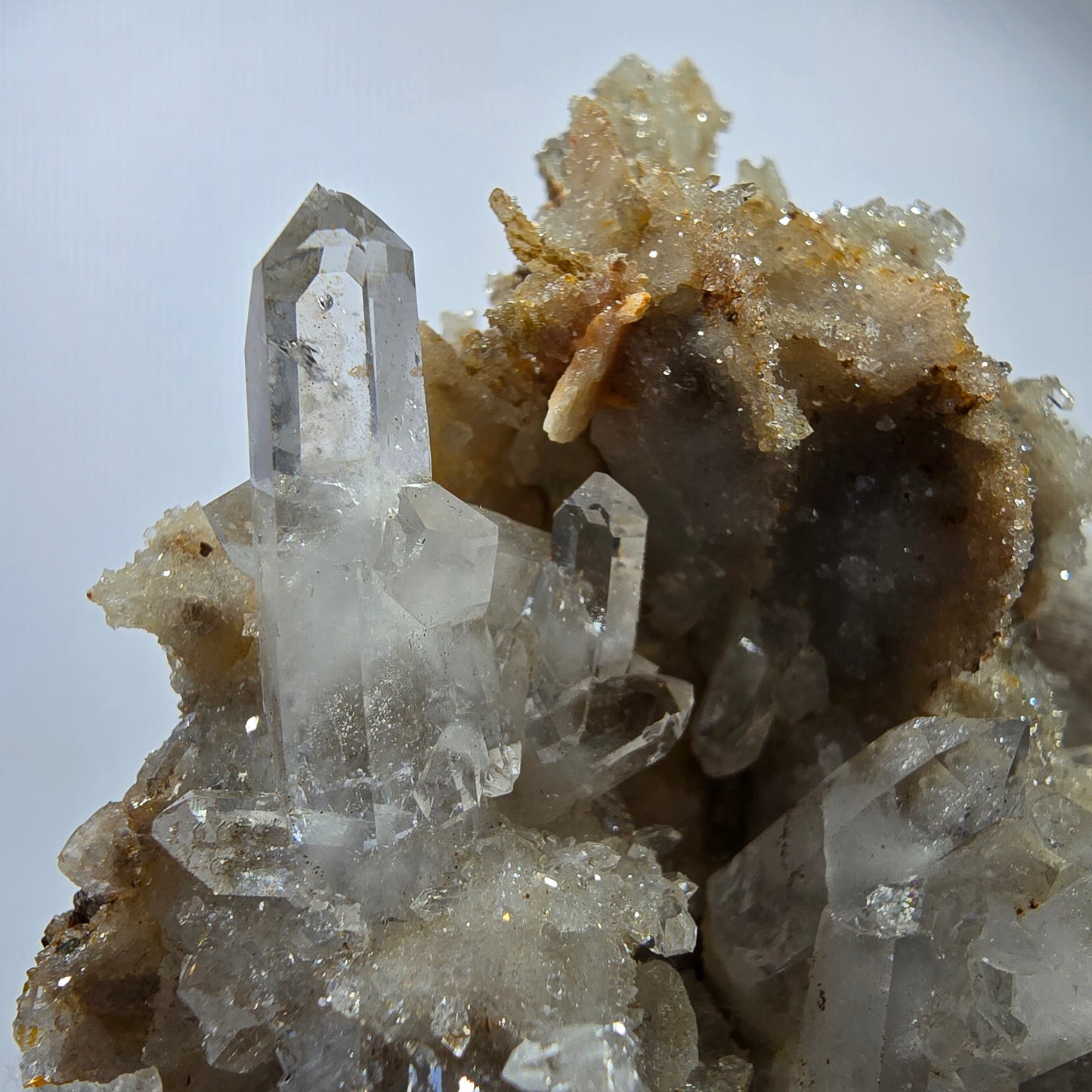 Phantom Smoky Quartz DT, UV Calcite on Matrix Specimen Valentine Pocket, Namibia 86*60*34mm