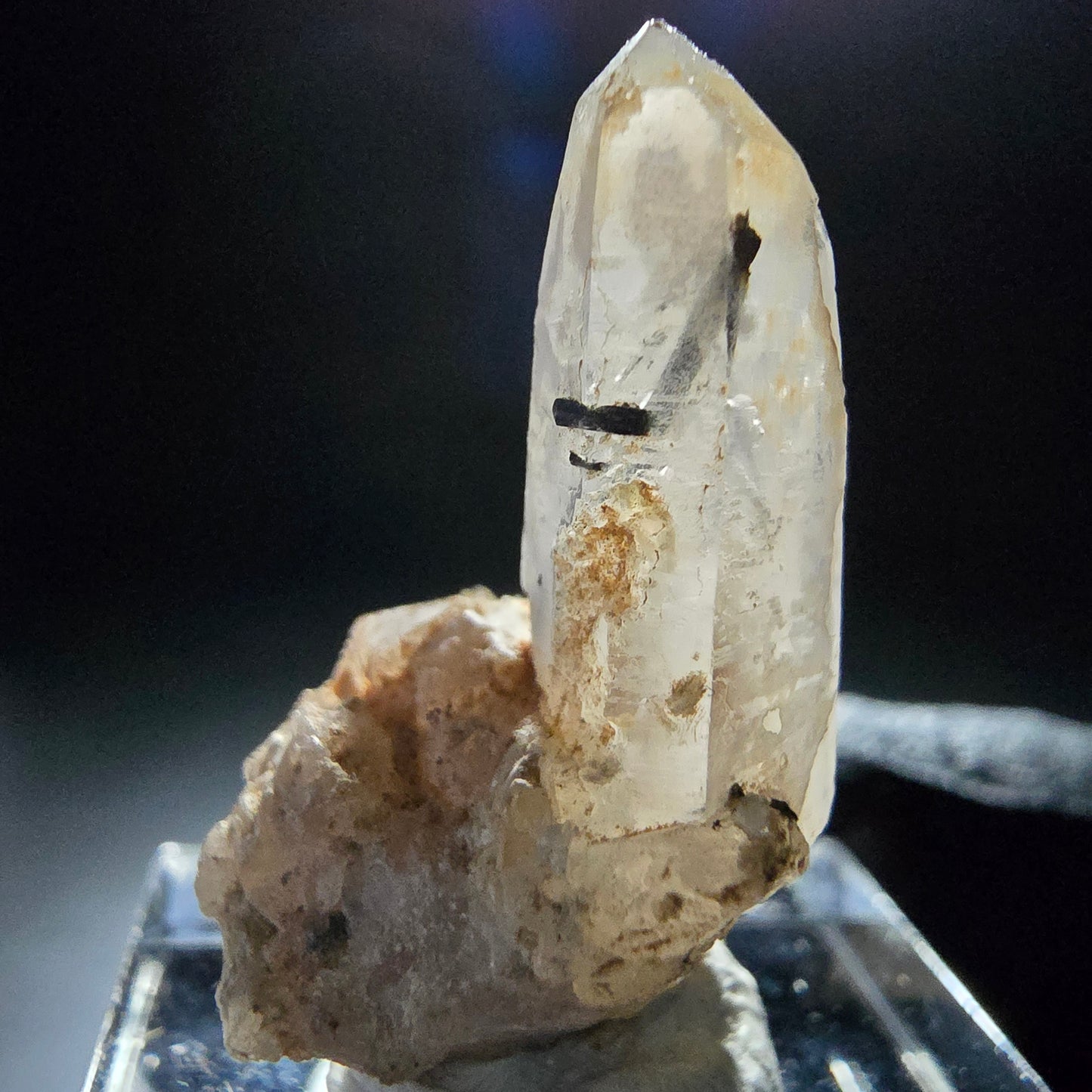 Klarer Turmalin Quarz, Rauchquarz mit Schörl Erongo Namibia 29*16*12mm Sammlung