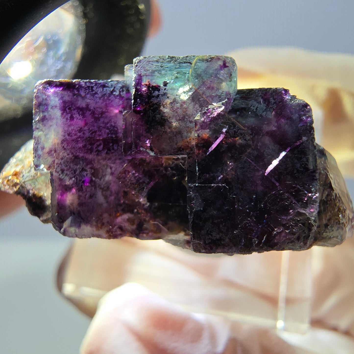 Phantom Fluorit Würfel Stufe, grün lila Okorusu, Namibia 32*22*15mm
