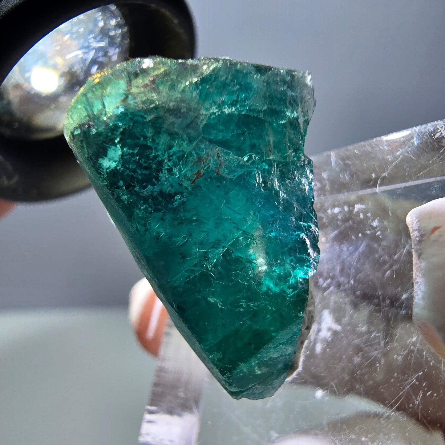 Phantom Fluorit Würfel Stufe, parkettiert grün lila Okorusu, Namibia 27*19*15mm