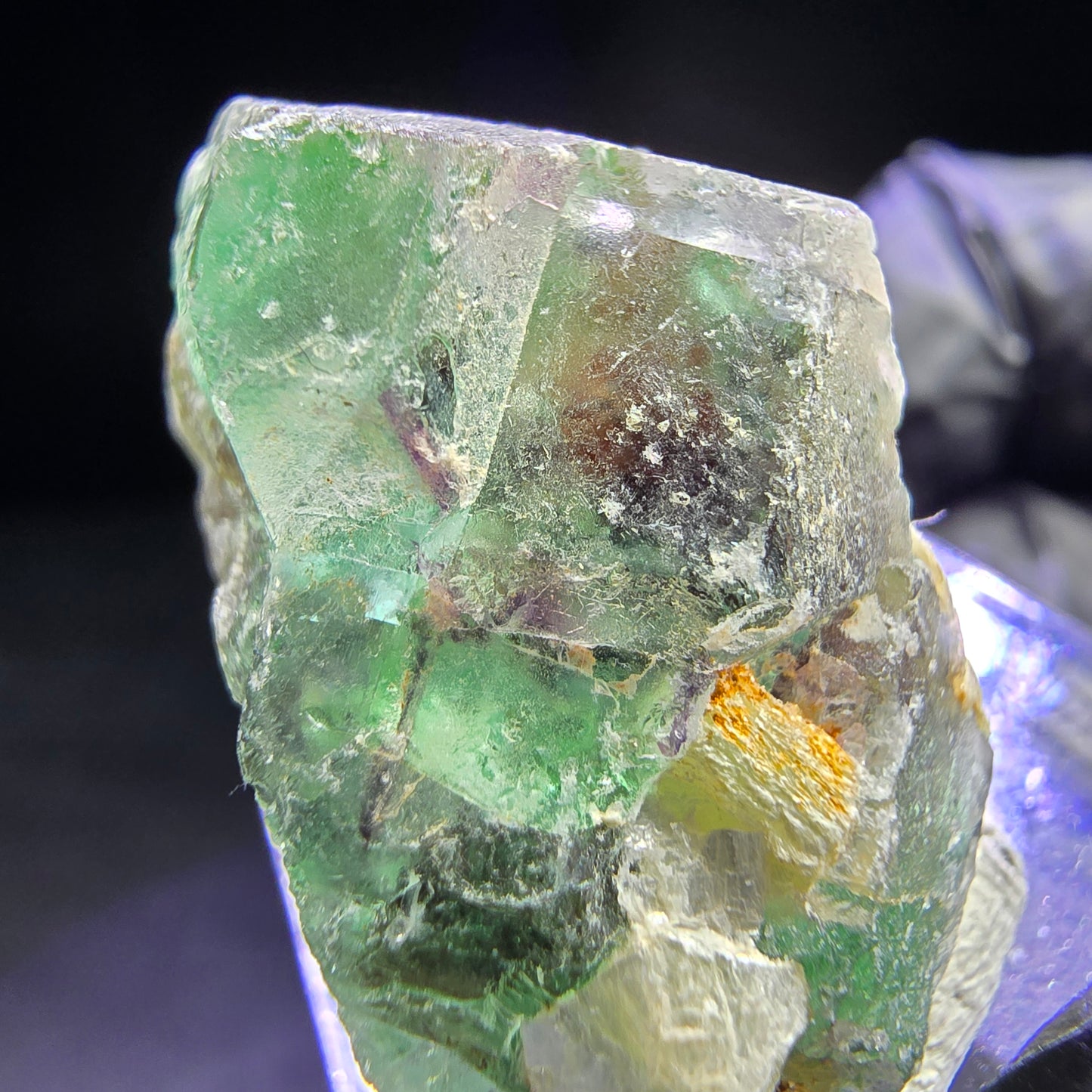 Seltene Phantom Fluorit Würfel, Muskovit Stufe 31*23*17mm aus Erongo, Namibia