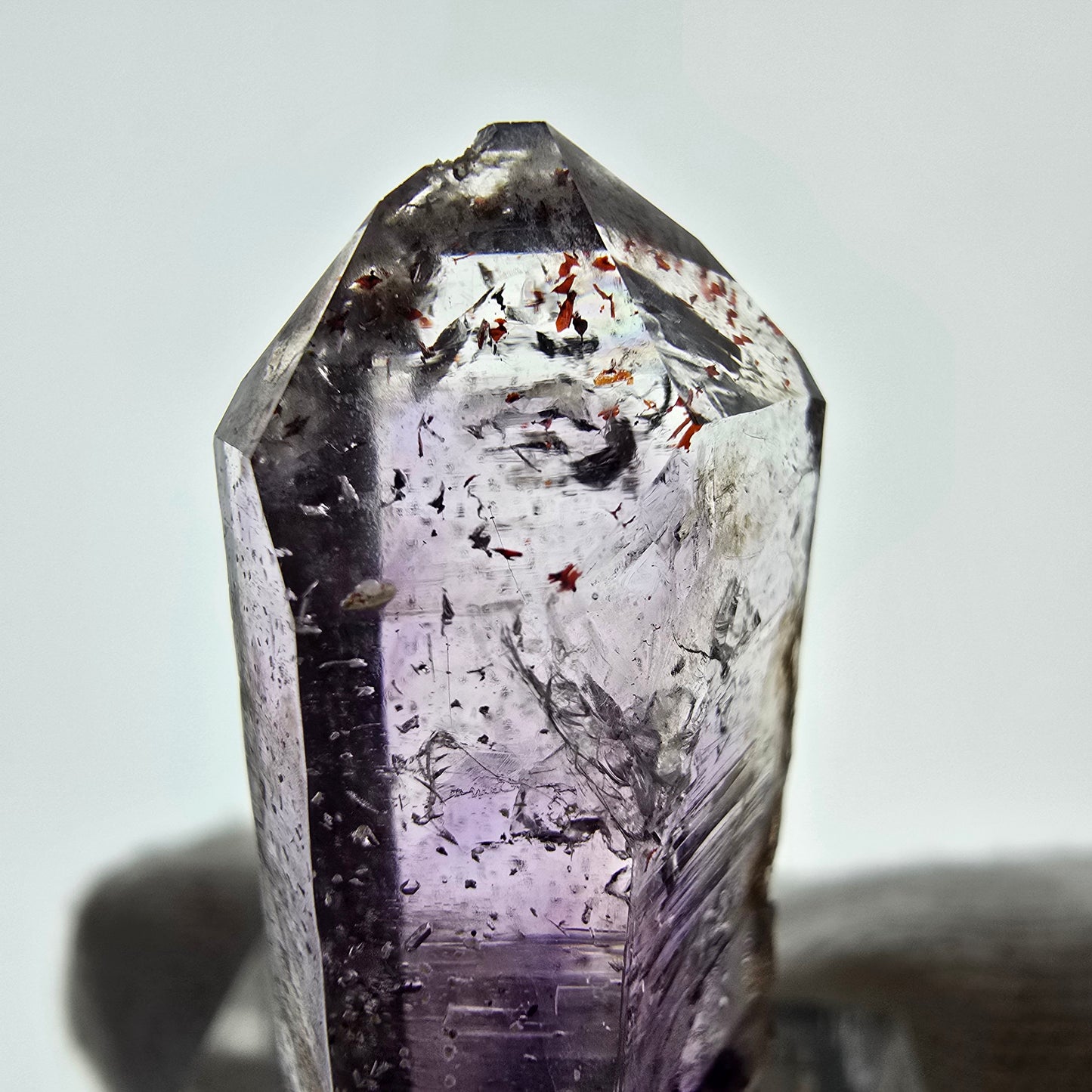 Harlequin Phantom Skeleton Améthyste, UV Calcite Valentine Pocket Namibie 35*15*13mm