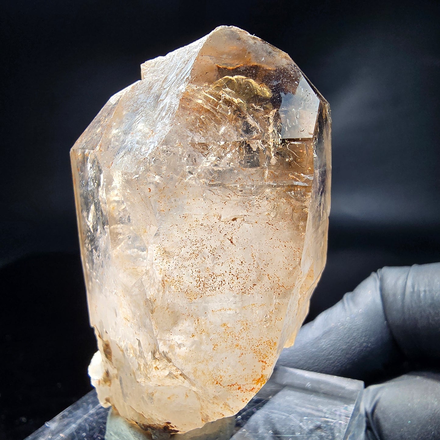 Enhydro Phantom Smoky Quartz Sceptre Tip 2x Bubble Goboboseb, Namibie 64*37*30mm