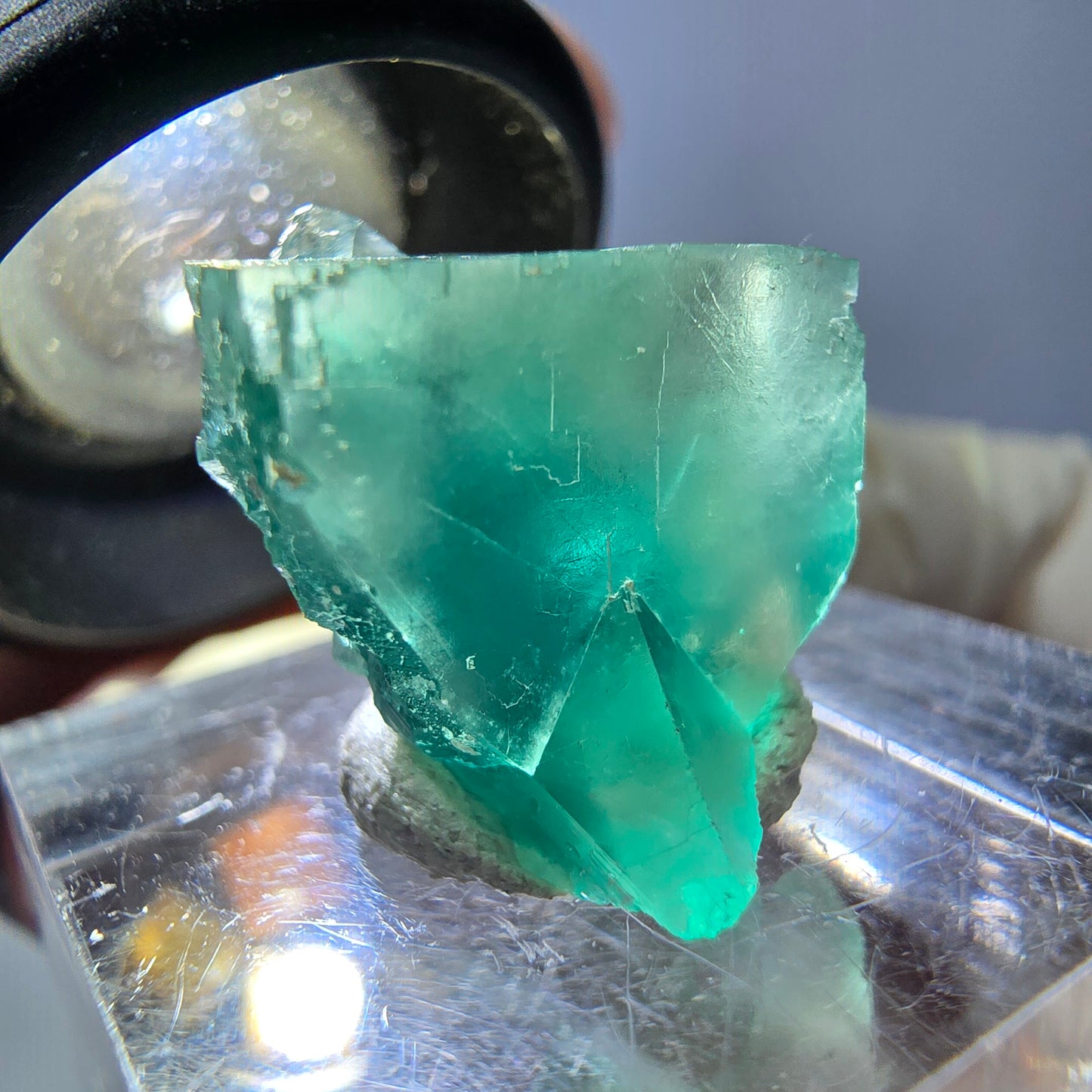 Rare spécimen de cube de fluorite fantôme, vert Okorusu, Namibie 17 x 16 x 16 mm