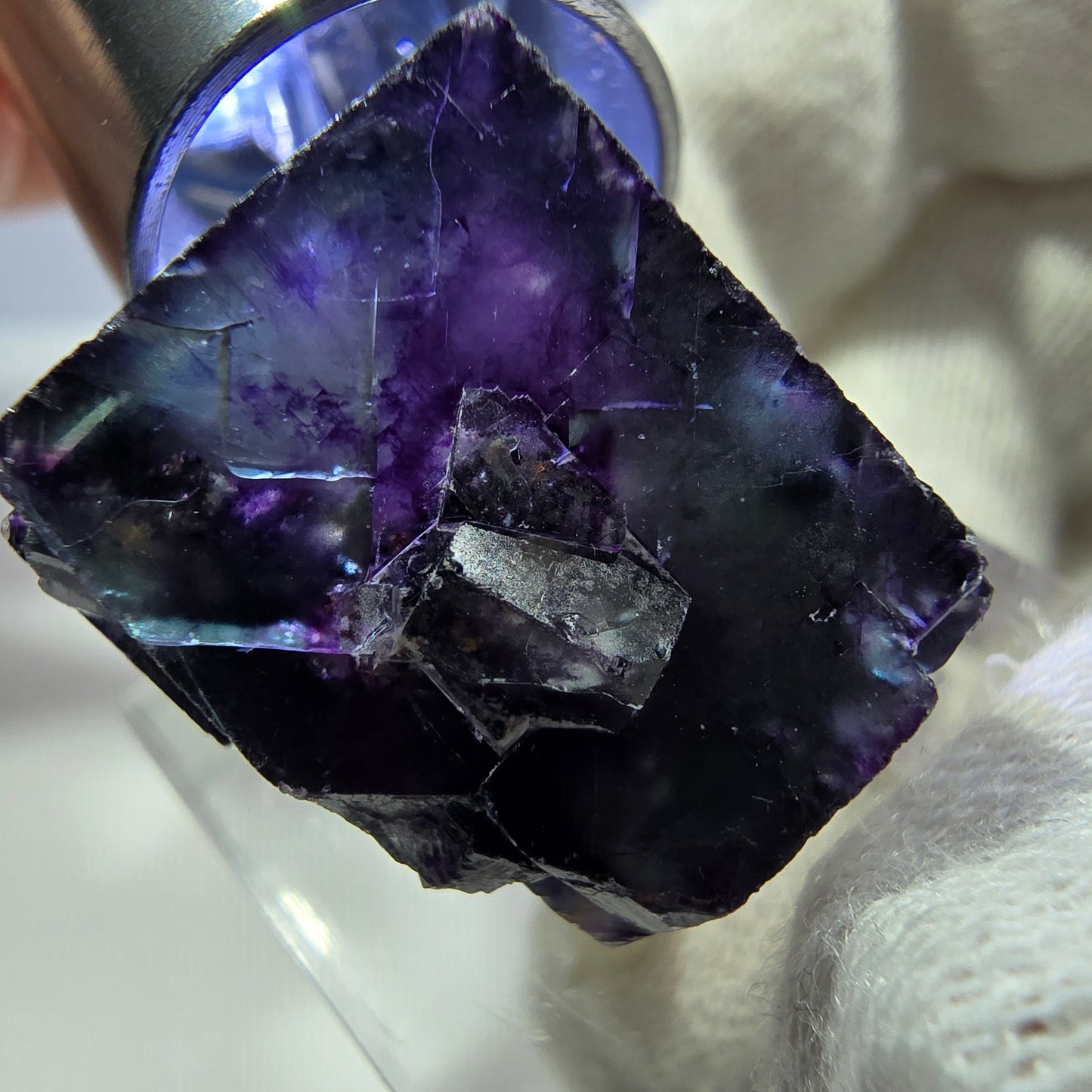 Seltener Phantom Fluorit Würfel, zonal grün lila Okorusu, Namibia 26*25*18mm