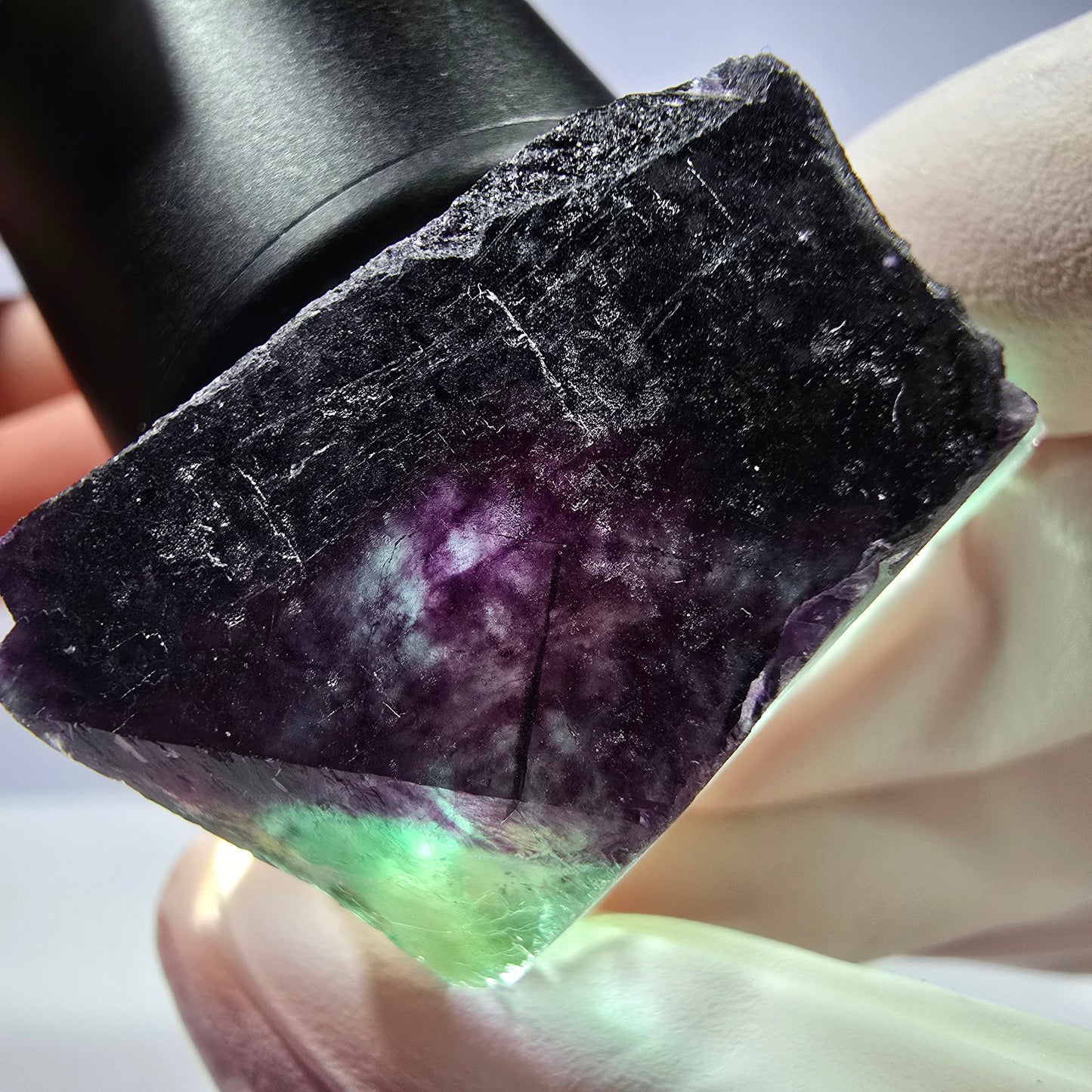 Spécimen de cube de fluorite fantôme parqueté vert violet Okorusu, Namibie 37*26*20 mm