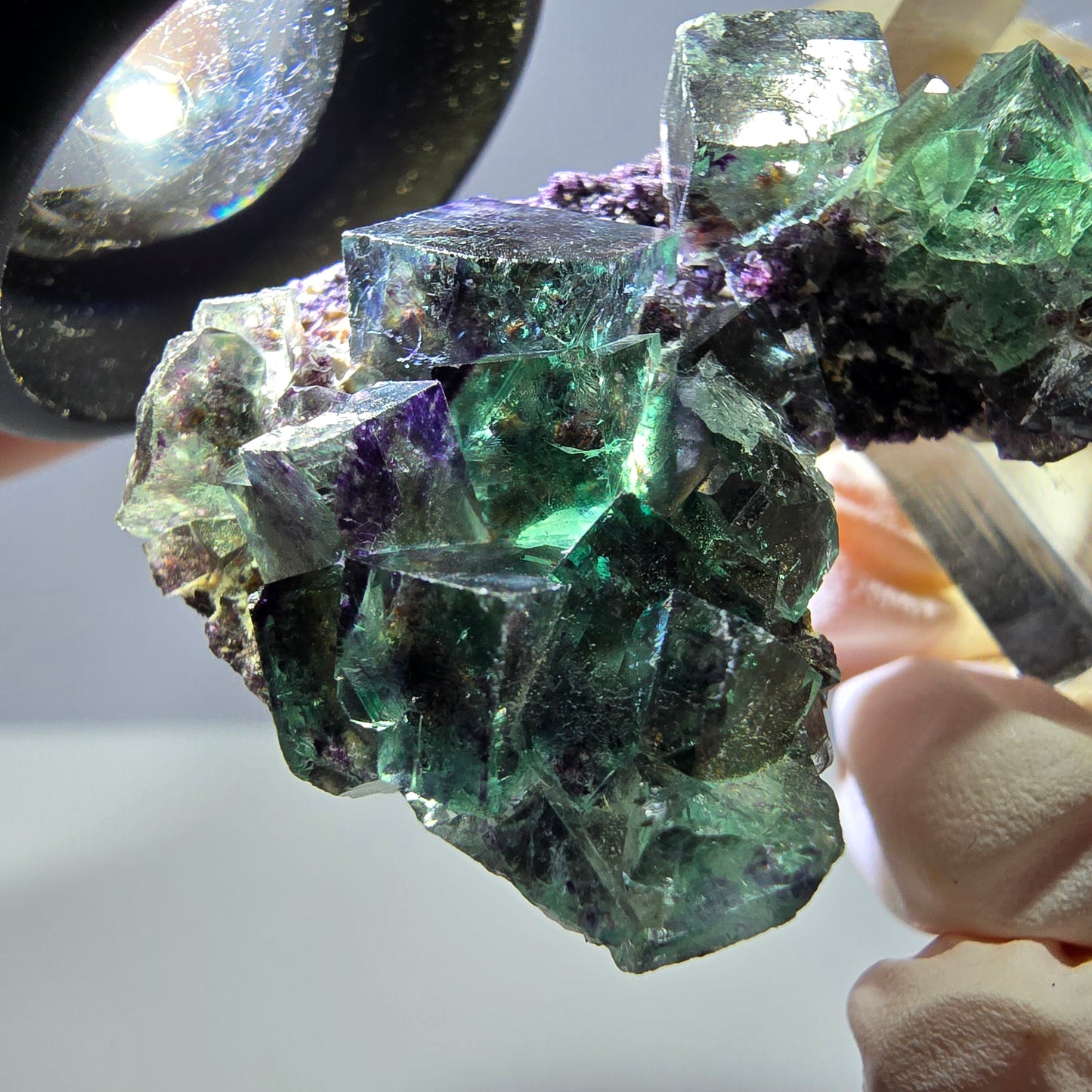 Phantom Fluorit Würfel Stufe, grün lila Okorusu, Namibia 39*30*11mm