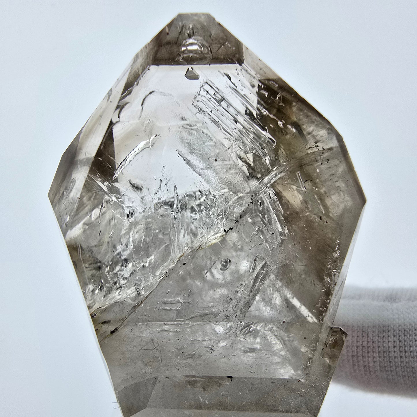 Enhydro Phantom Smoky Quartz Sceptre Tip 1x Bubble Goboboseb, Namibie 48*31*22mm