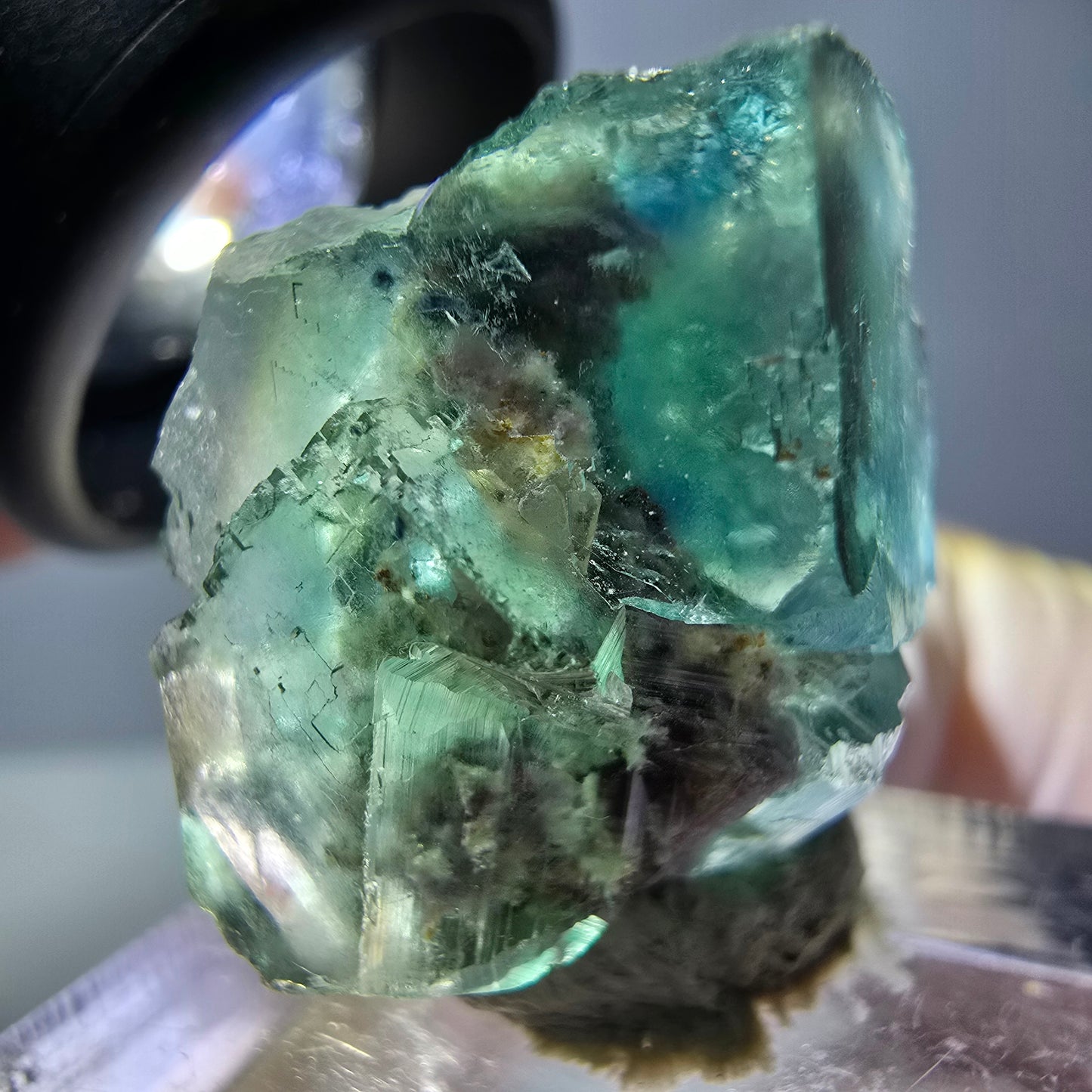 Spécimen de cube de fluorite fantôme, parquet vert Okorusu, Namibie 22 x 19 x 16 mm