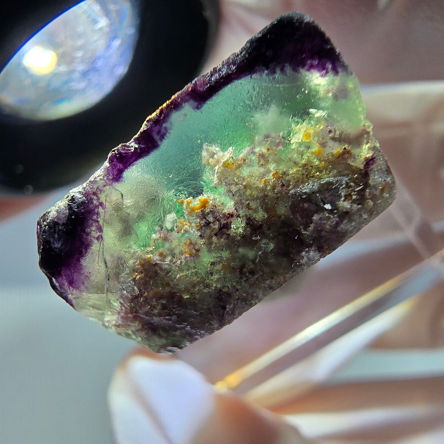 Phantom Fluorit Würfel Stufe, parkettiert, zonal Okorusu, Namibia 24*22*13mm