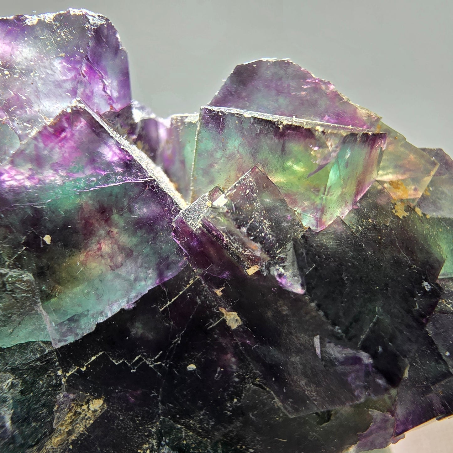 Seltene Phantom Fluorit Würfel Stufe Tie-Dye Pocket, Okorusu, Namibia 61*43*26mm