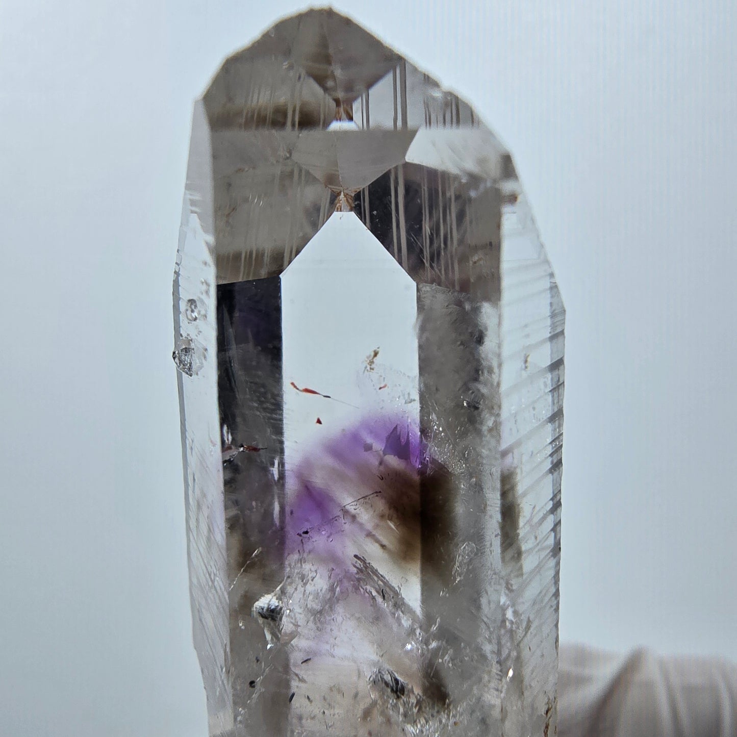 Harlequin Phantom Amethyst with Analcim Streep Mine, Goboboseb, Namibia 50*19*16mm