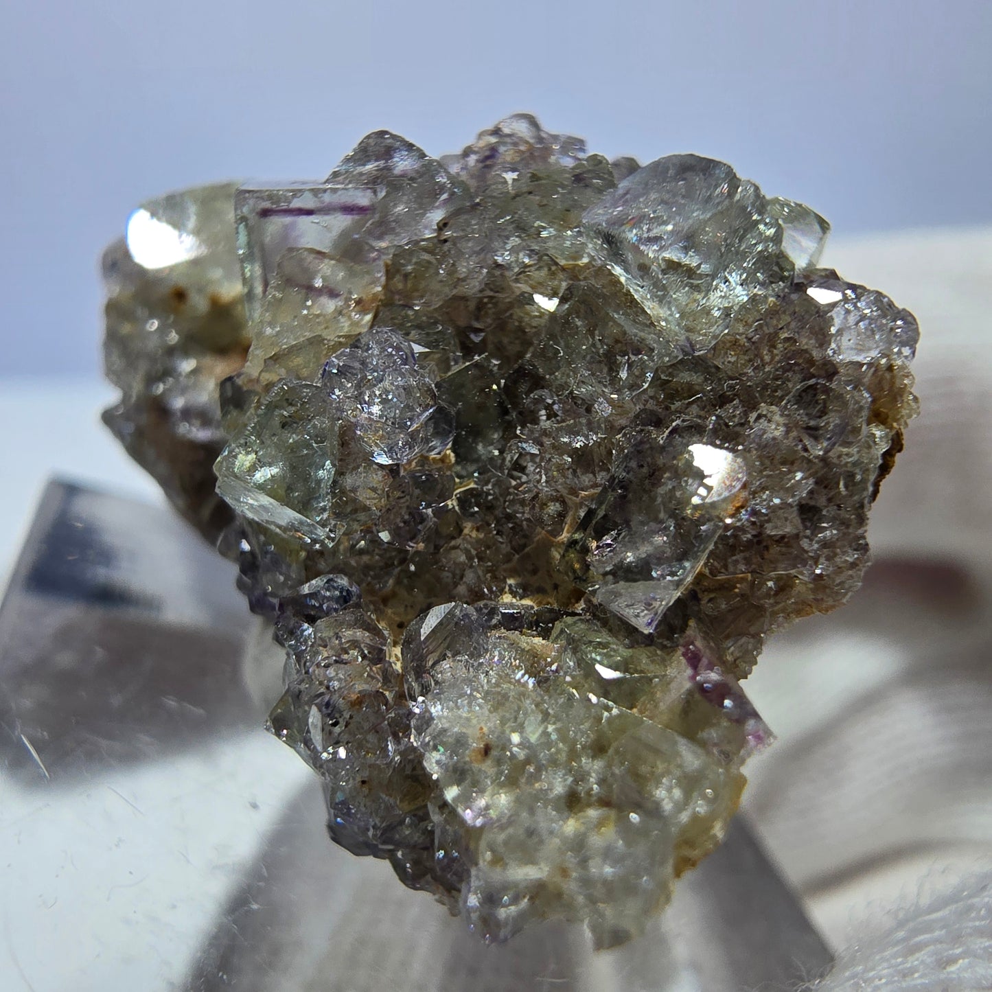 Spécimen zonal de cube de fluorite fantôme, vert violet, Okorusu, Namibie 35 x 22 x 19 mm