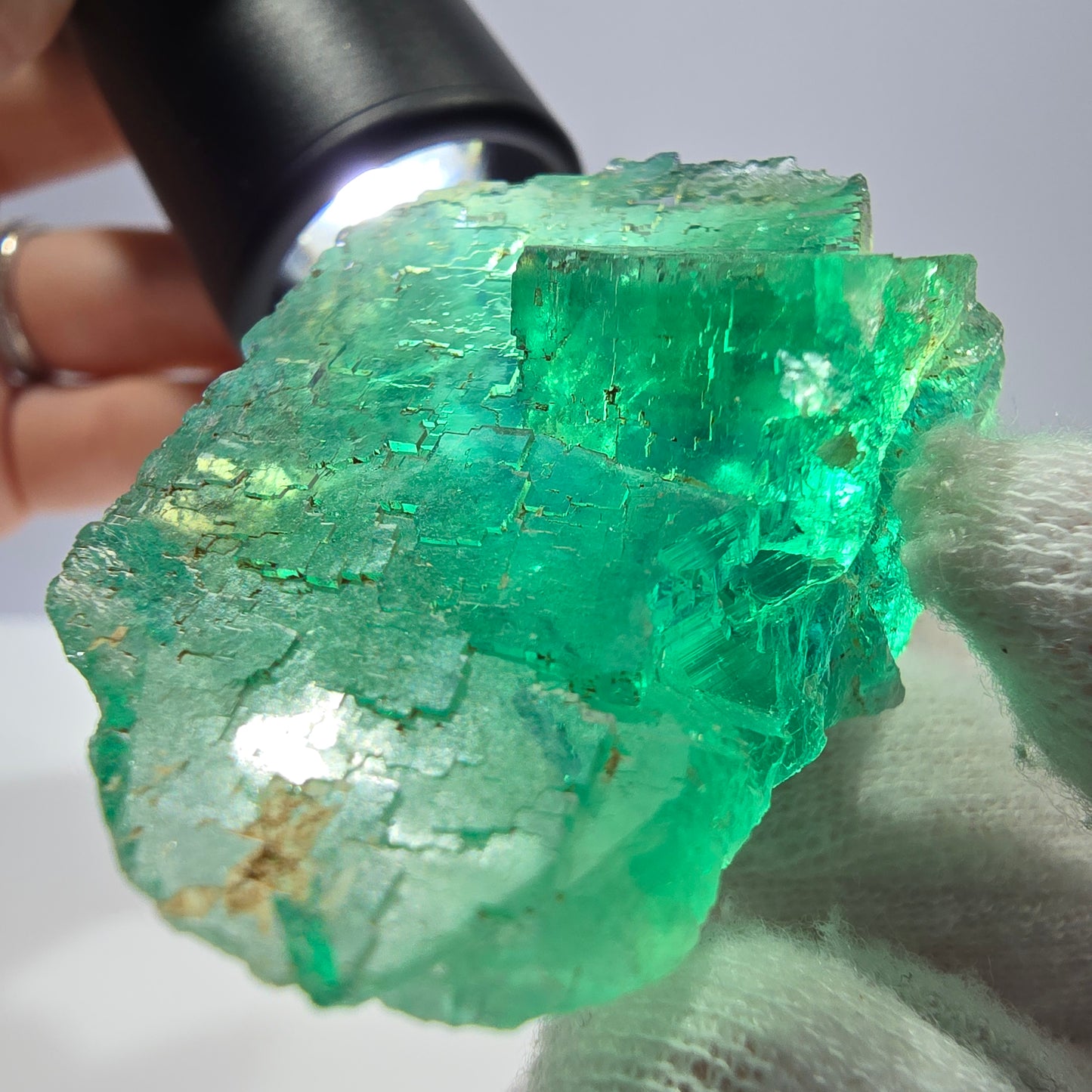 Rare spécimen de cube de fluorite fantôme, parqueté vert Okorusu, Namibie, 55 x 36 x 23 mm