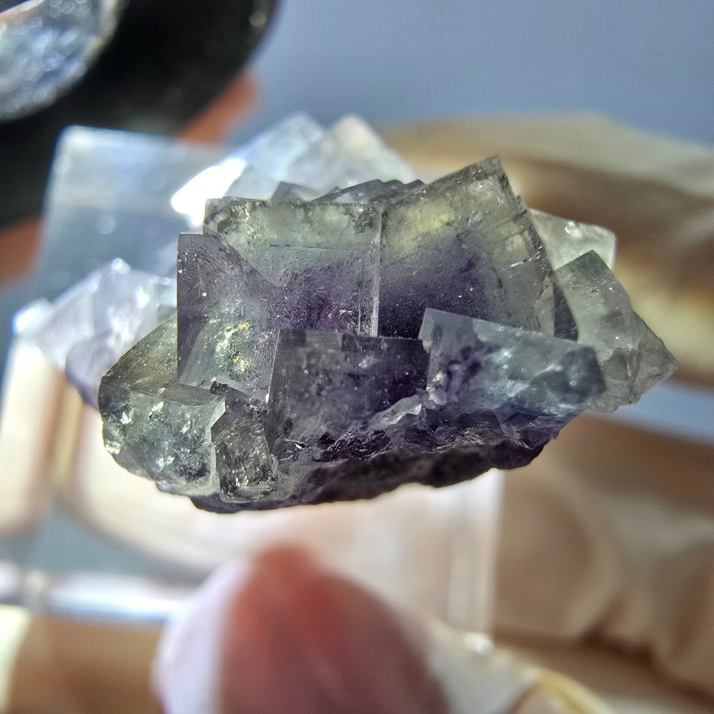 Phantom Fluorit Würfel Stufe, grün lila Okorusu, Namibia 27*21*17mm