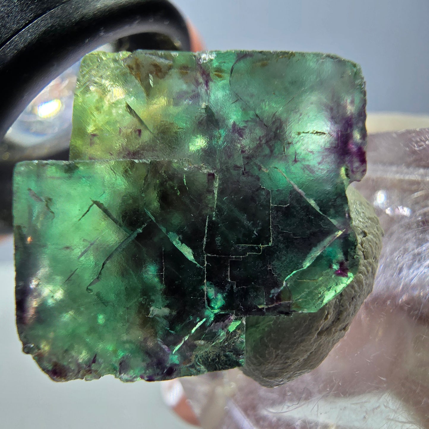 Phantom Fluorite cube parquetted, green purple Okorusu, Namibia 19*19*16mm