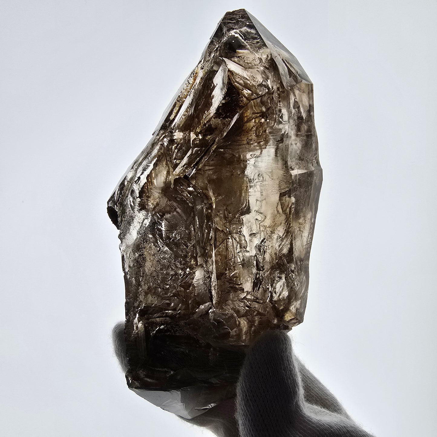 Sceptre DT en quartz fumé squelette Enhydro, 1x pochette Saint-Valentin à bulles, Namibie 126 x 59 x 39 mm
