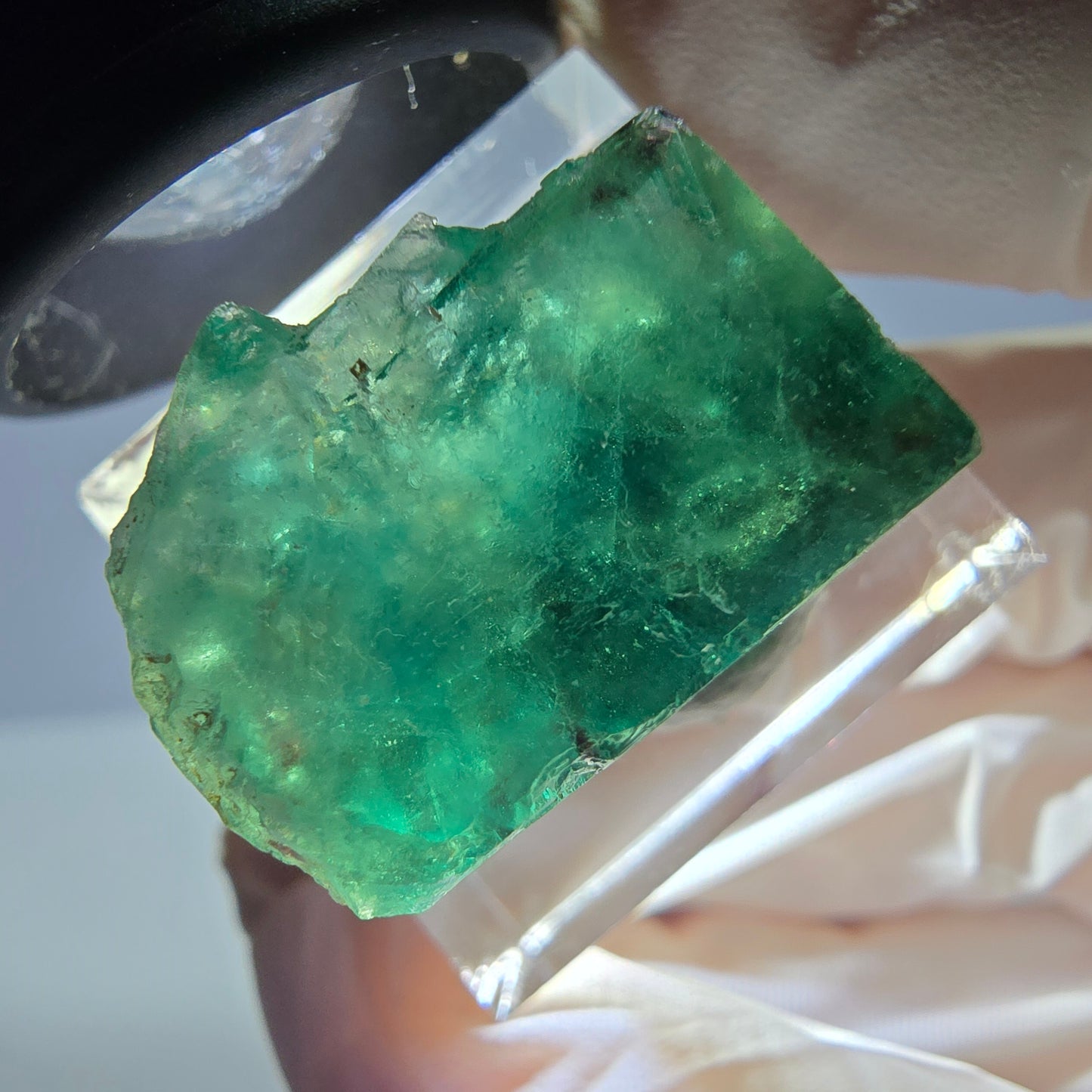 Rare cube de fluorite fantôme parqueté vert Okorusu, Namibie 21*18*12mm
