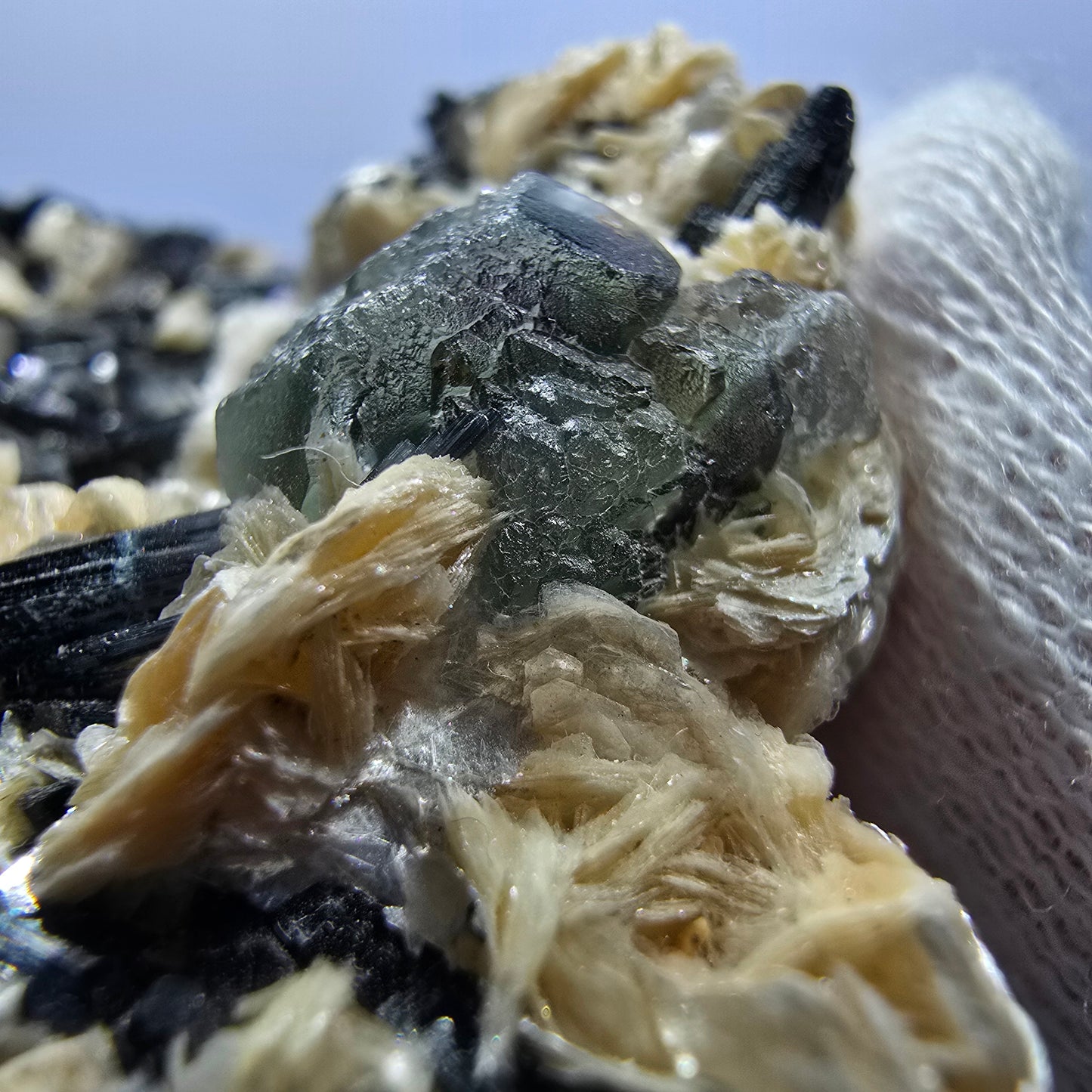 Phantom Fluorite hexagonal cubes Schörl Tourmaline Muscovite Erongo, Namibia 60*44*38mm