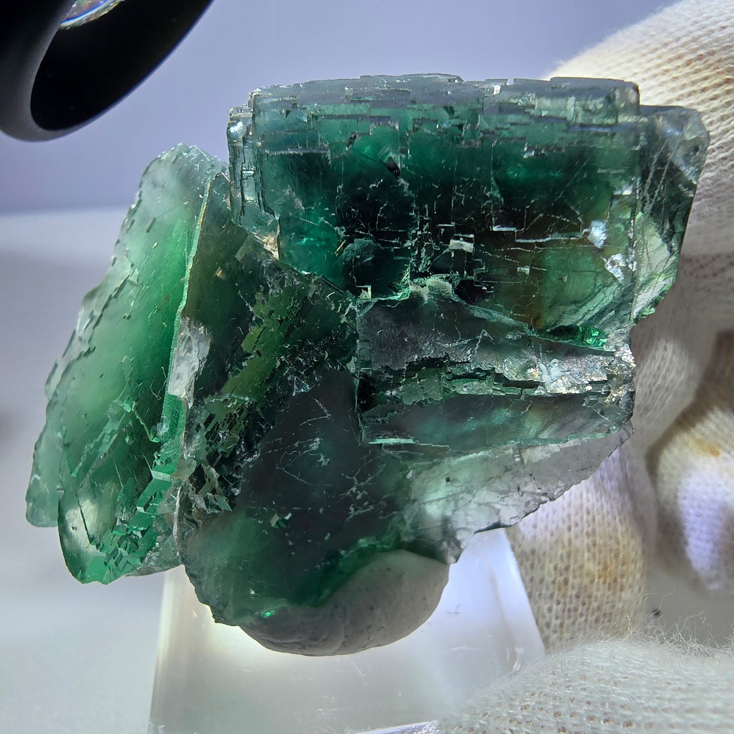 Phantom Fluorit Würfel Stufe, parkettiert grün braun Okorusu, Namibia 55*40*25mm