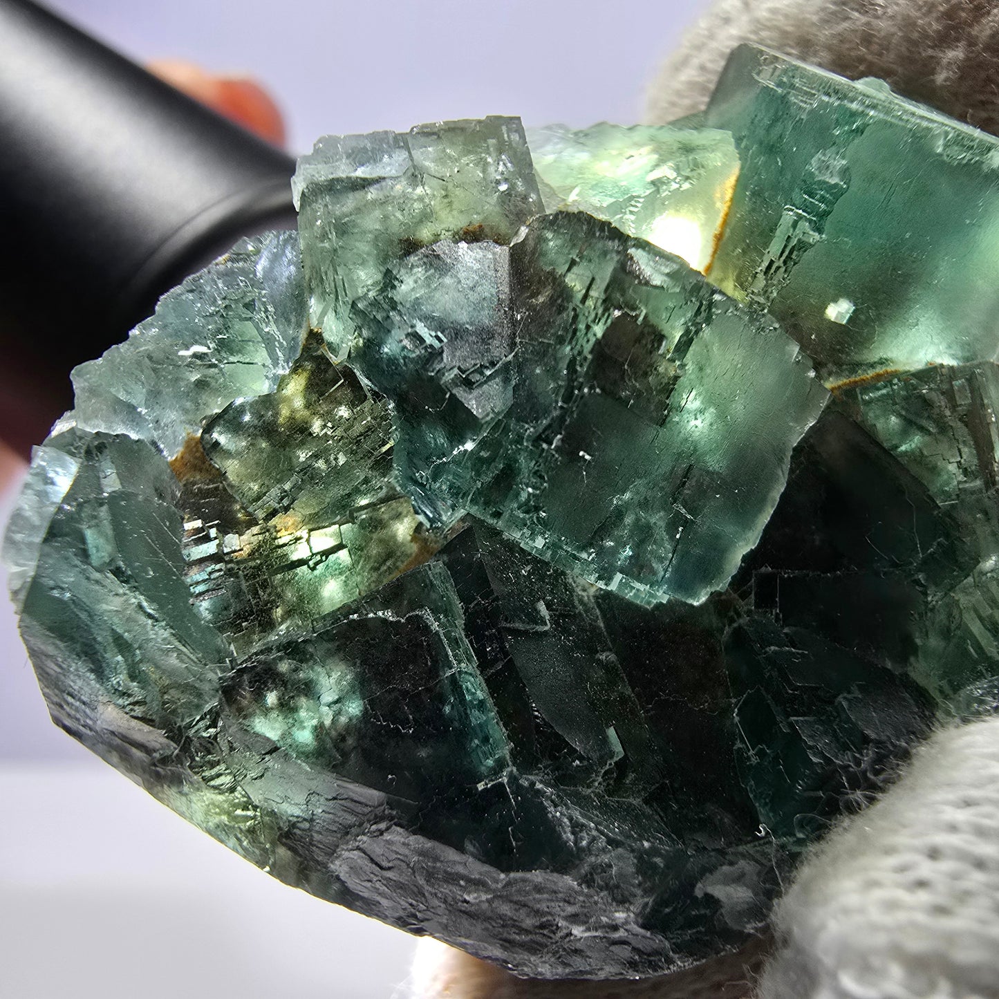 Rare spécimen de cube de fluorite fantôme, parqueté vert Okorusu, Namibie, 43 x 39 x 20 mm