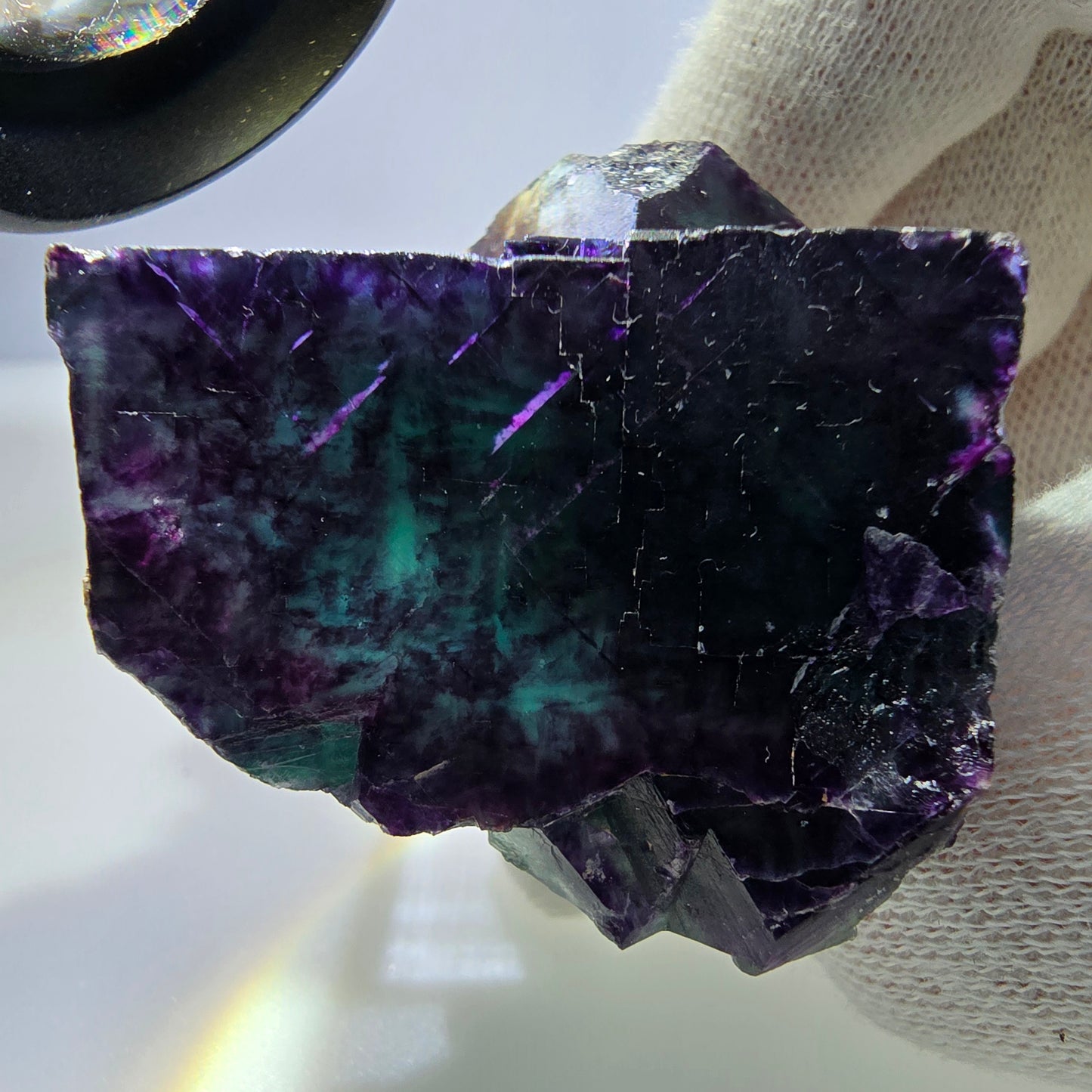 Seltene Phantom Fluorit Würfel Stufe zonal grün lila Okorusu, Namibia 54*48*44mm