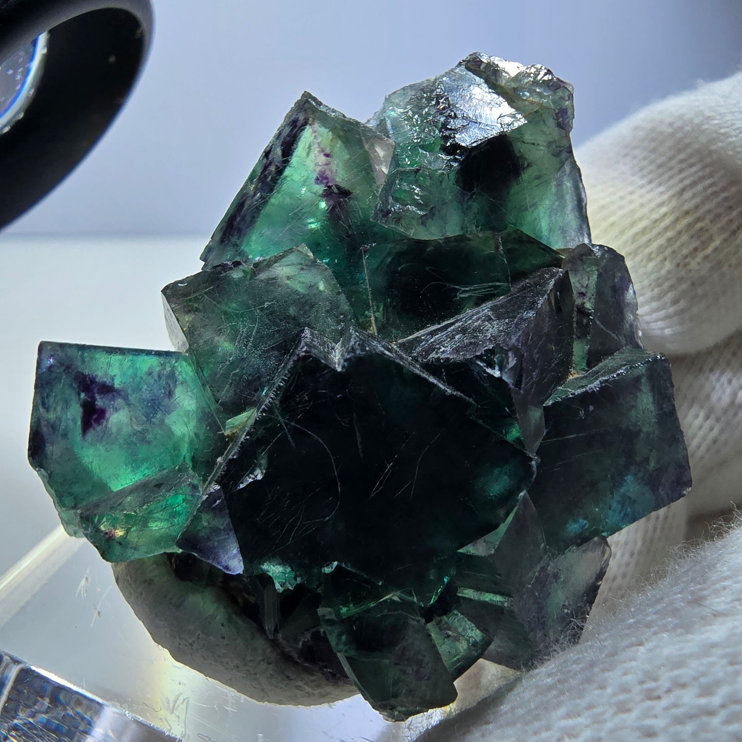 Rare Phantom Fluorite Cube Specimen zonal green purple Okorusu, Namibia 41*33*30mm