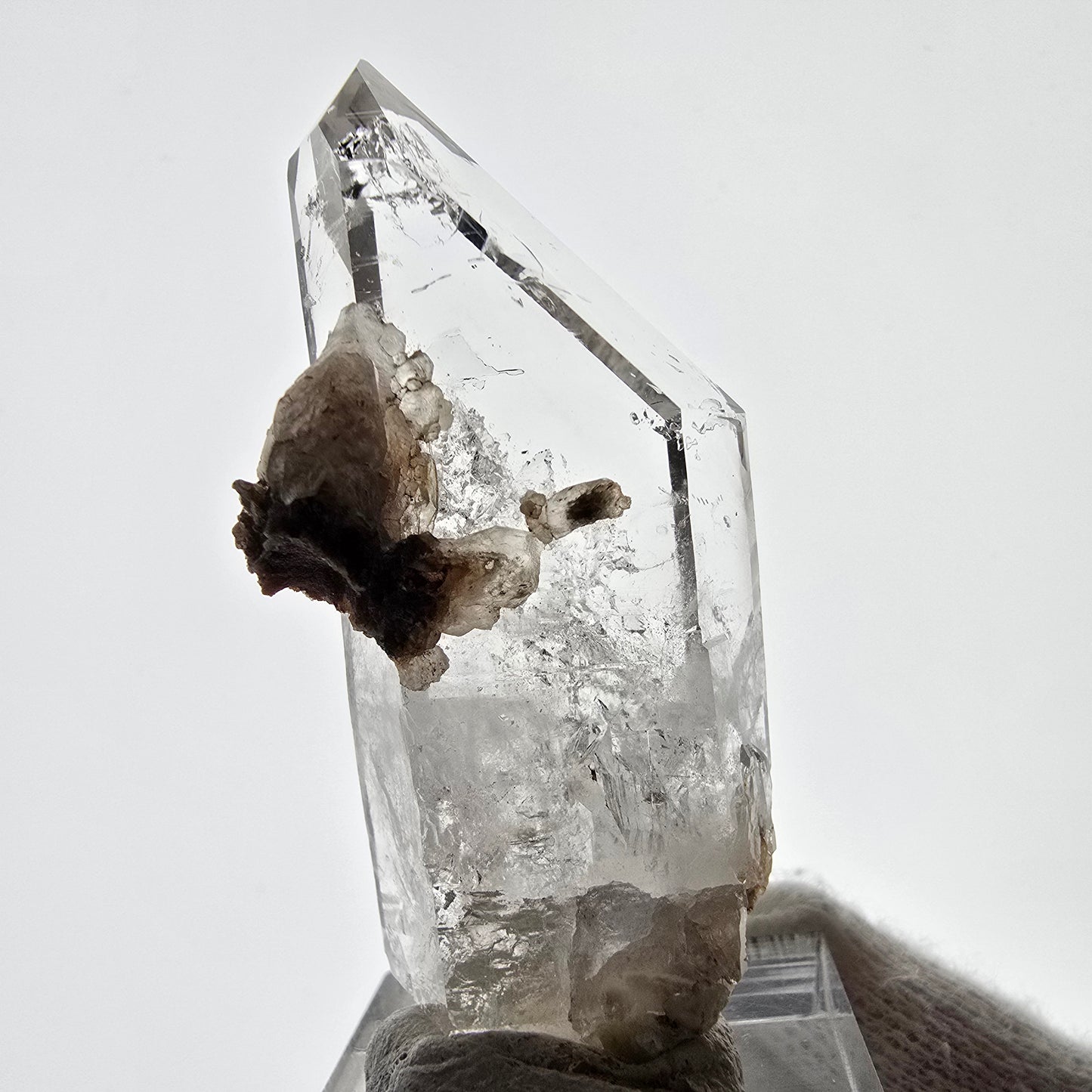 Sceptre DT en quartz fumé squelette Enhydro, calcite, 1x Bubble Valentine Pocket Namibie 54 x 26 x 19 mm