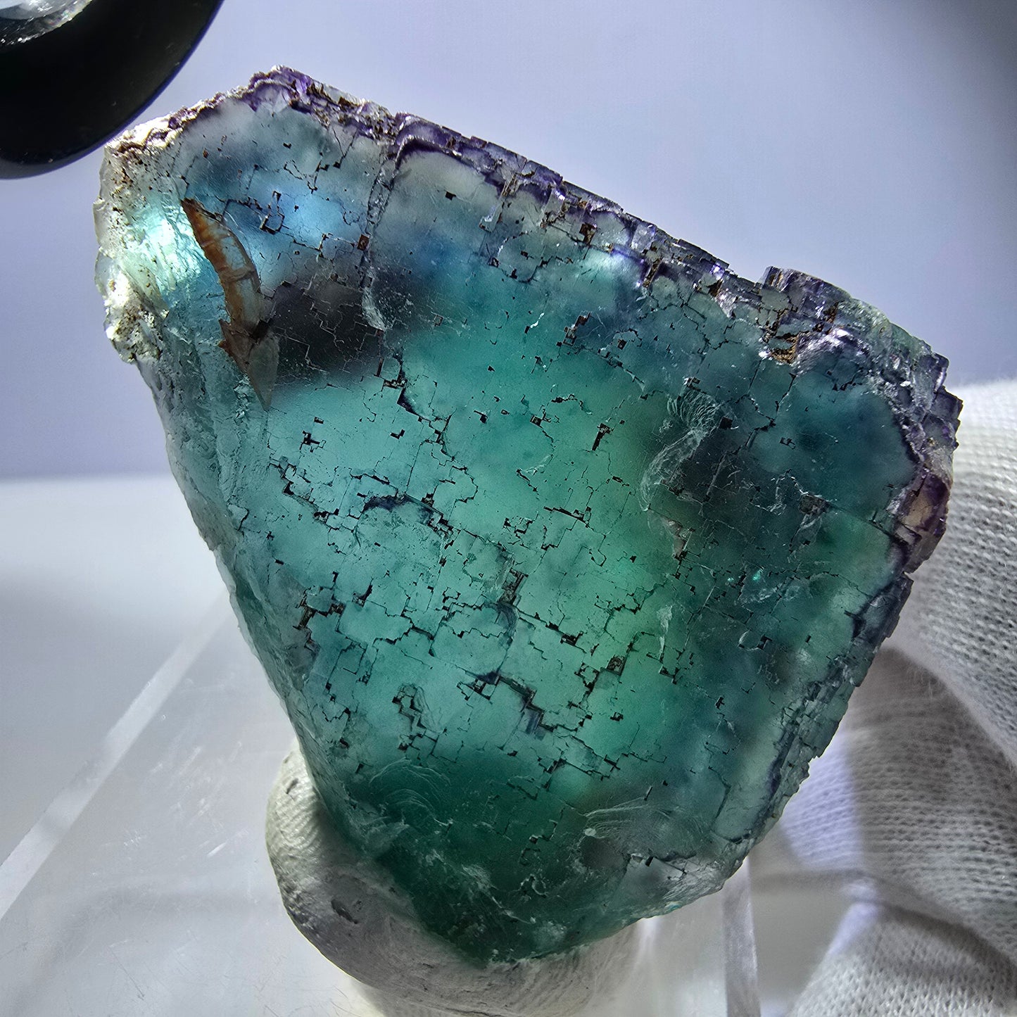 Phantom Fluorit Würfel Stufe, parkettiert grün türkis Okorusu Namibia 54*53*30mm