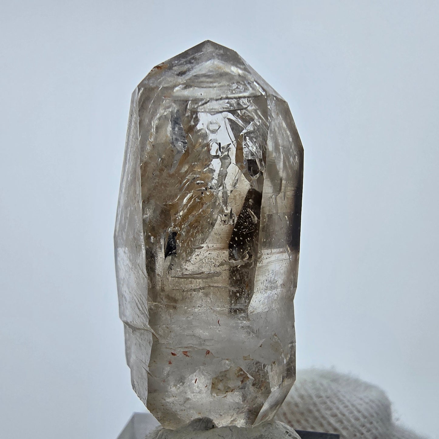 Enhydro Phantom Rauchquarz DT Zepter, 2x Blase Goboboseb, Namibia 47*23*15mm